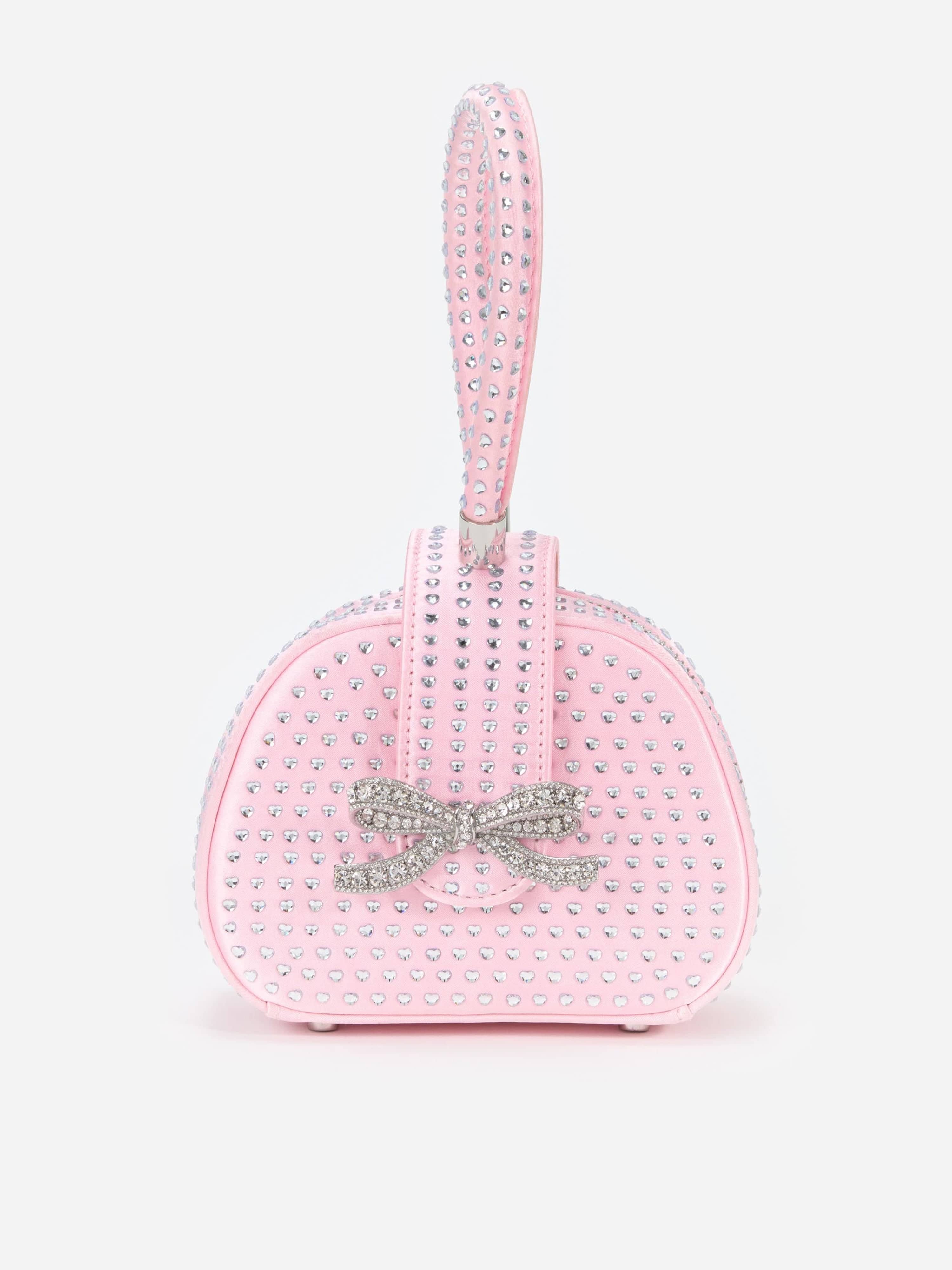 Girls Heart Rhinestone Bag in Pink (15cm)