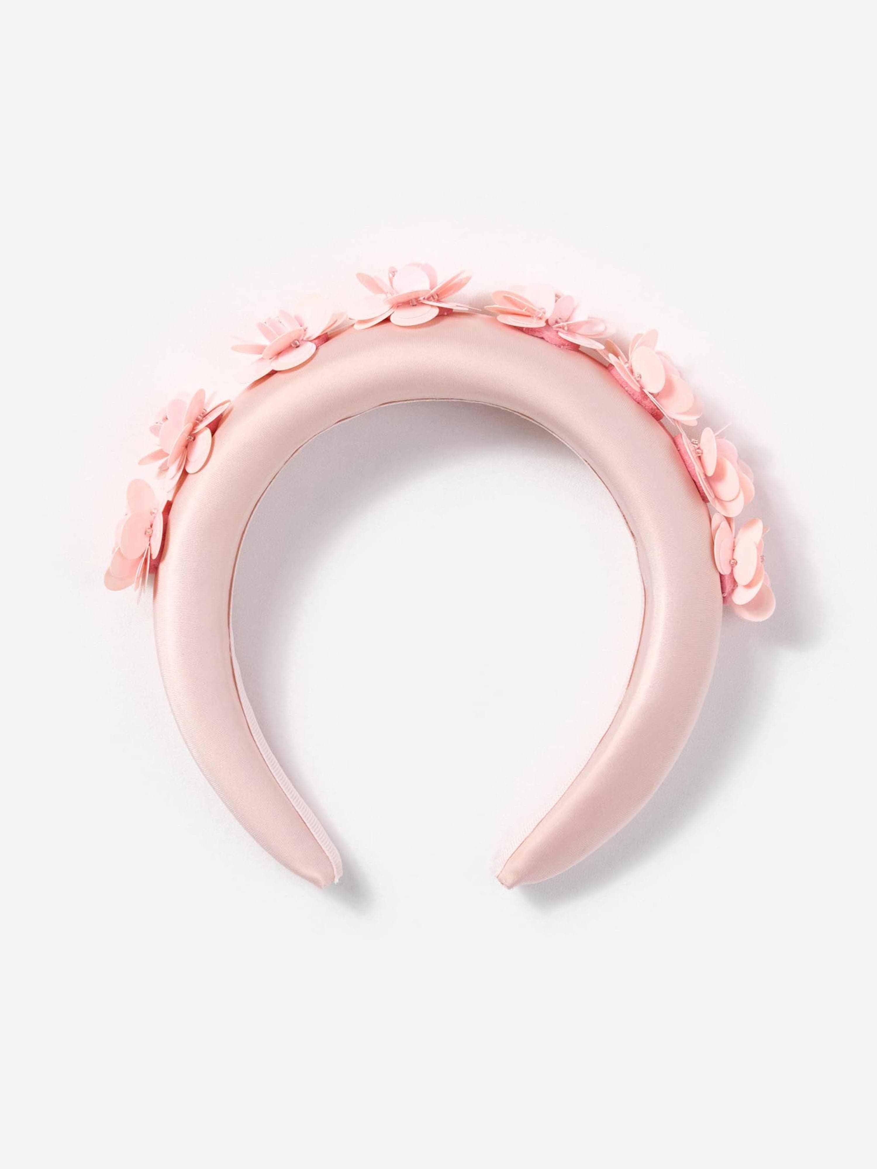 Girls Satin 3D Flower Headband in Pink