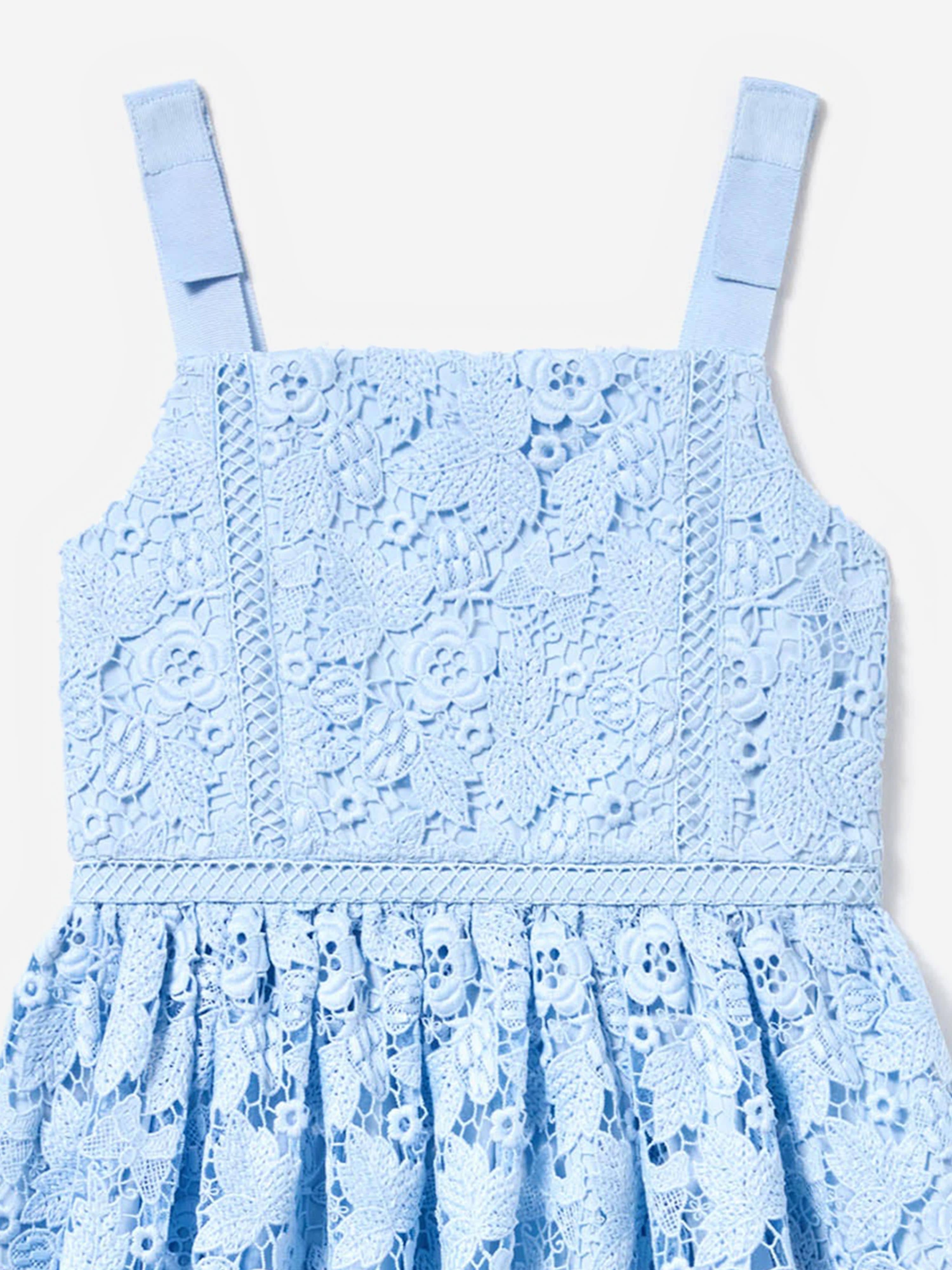 Self Portrait Girls Butterfly Lace Dress in Blue
