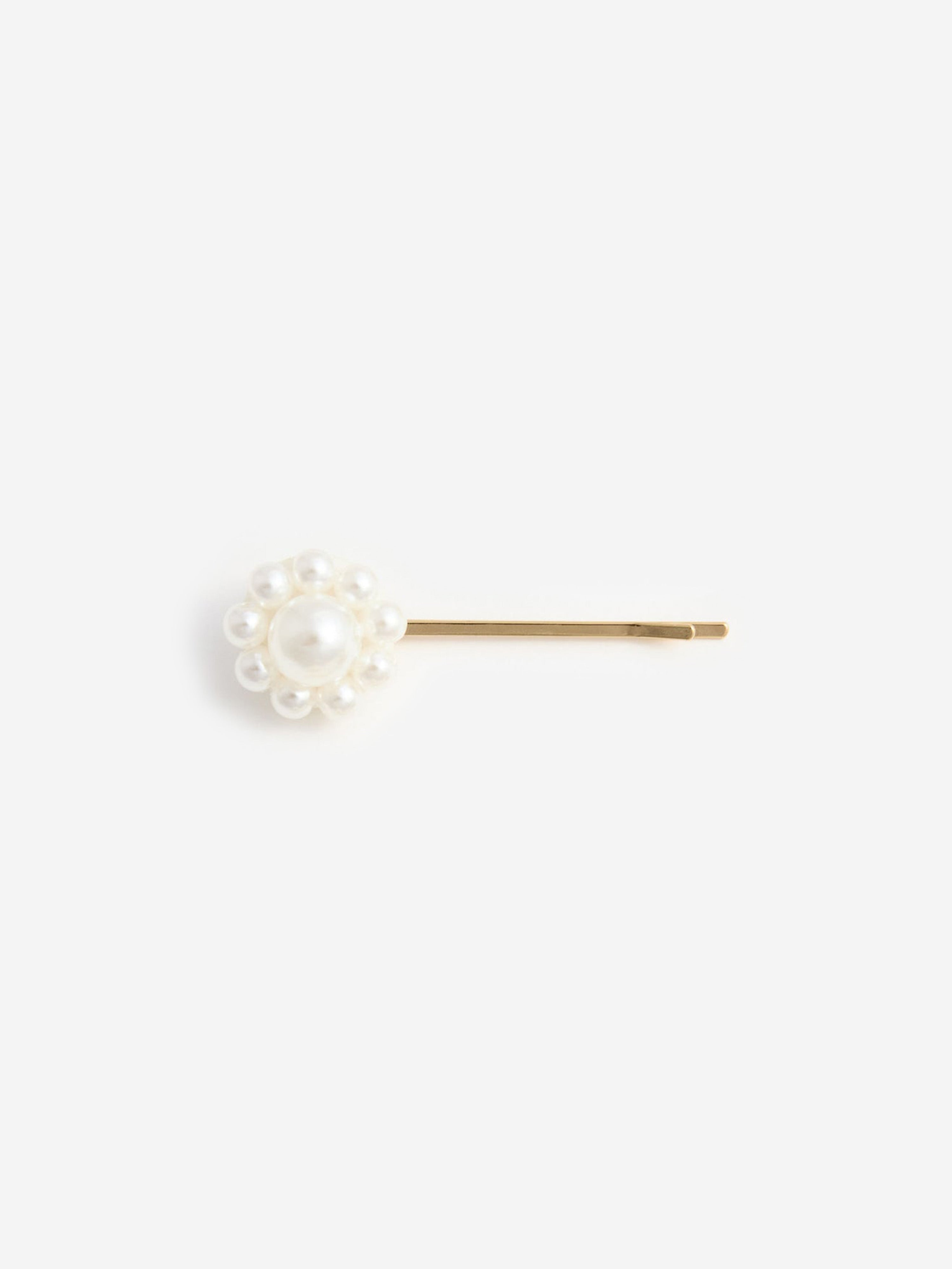 Self Portrait Girls Pearl Flower Hair Clips in Gold