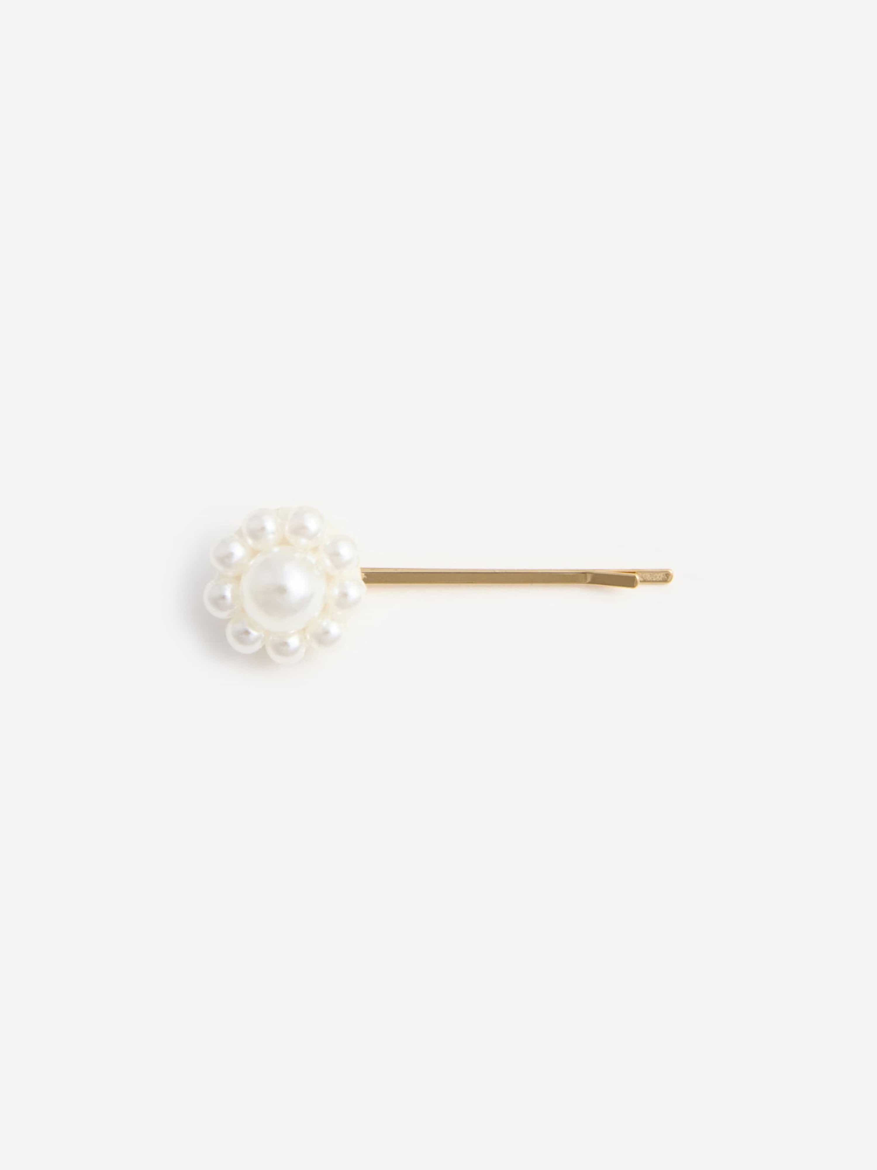 Self Portrait Girls Pearl Flower Hair Clips in Gold