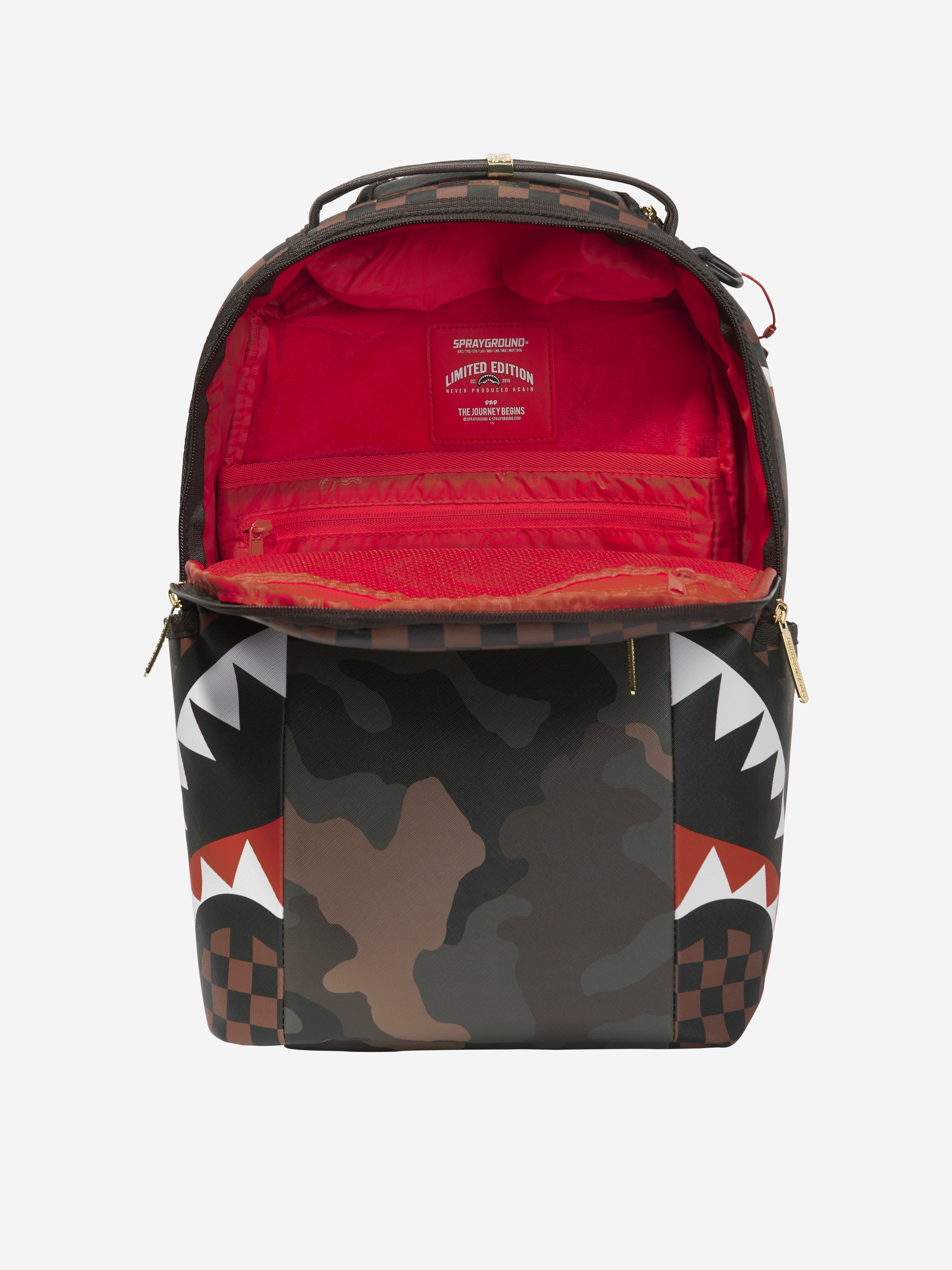 Sprayground Kids Sip Camo Accent DLXSV Backpack in Brown