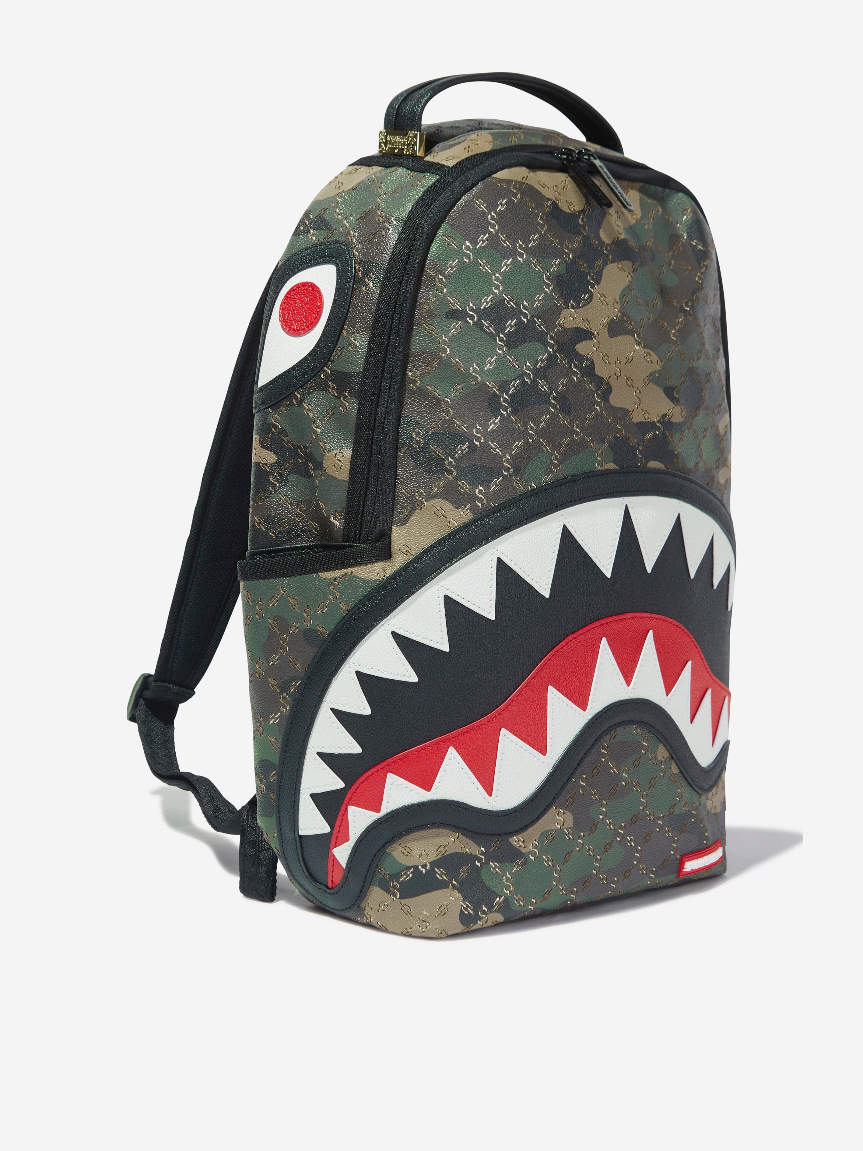 Sprayground Kids $ Pattern Over Camo Backpack in Green