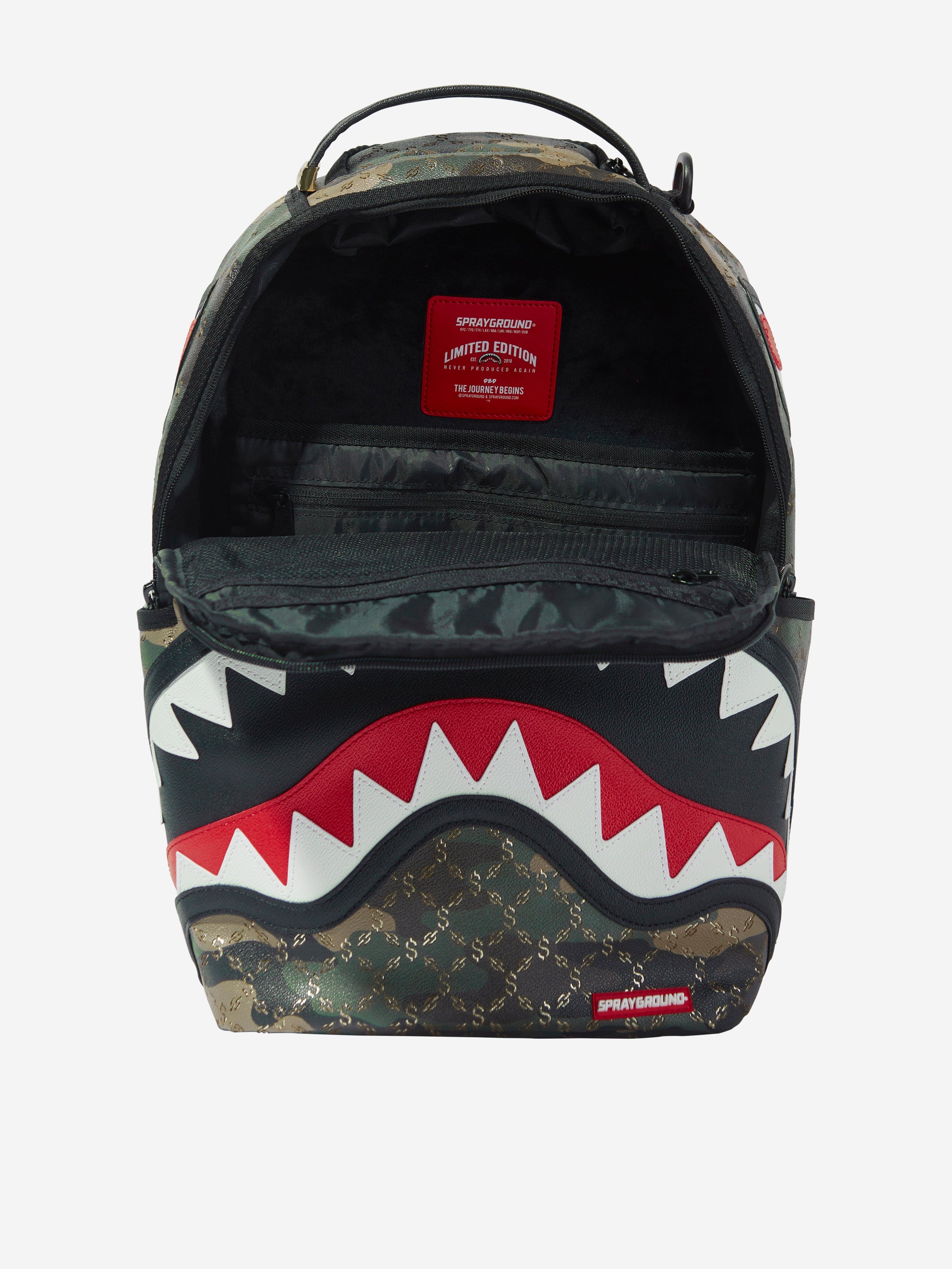 Sprayground Kids $ Pattern Over Camo Backpack in Green