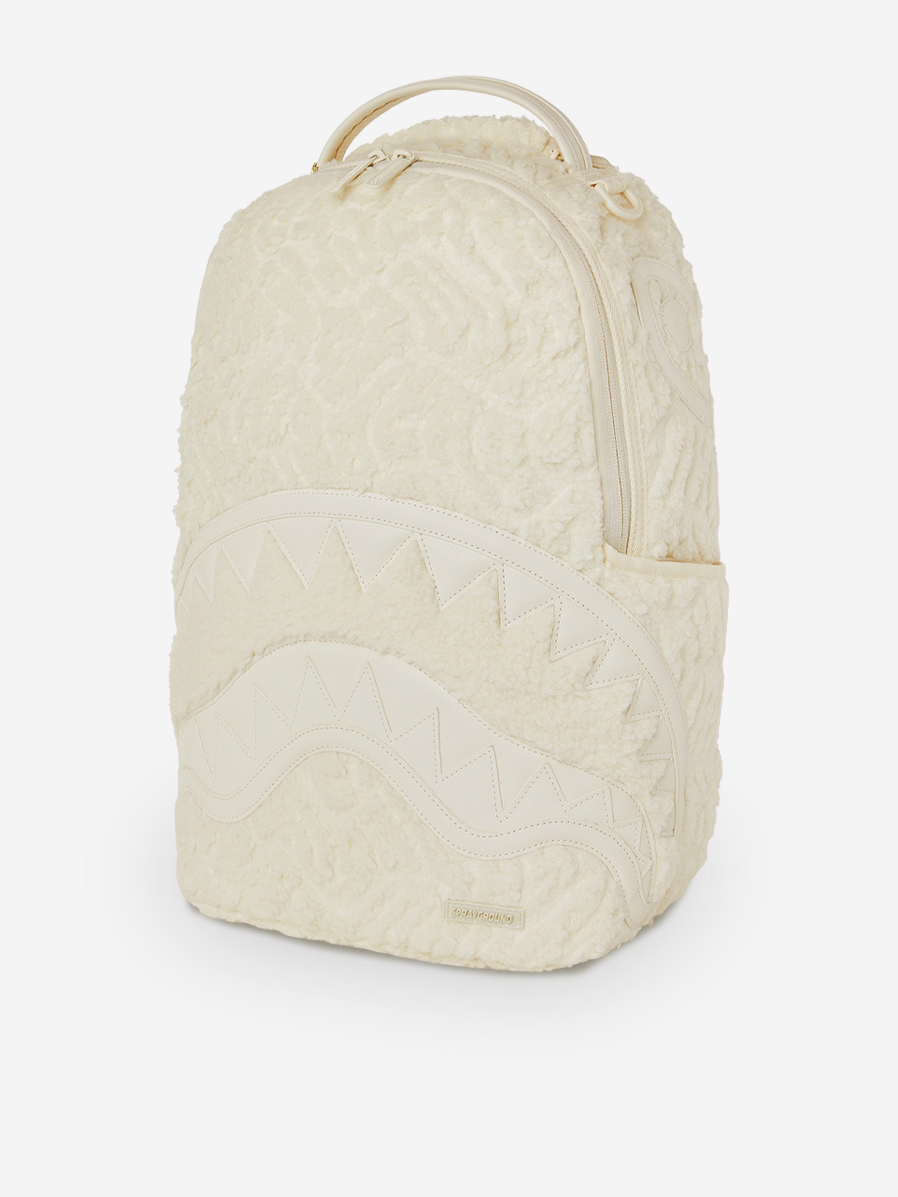 Sprayground Kids Sherpa Shark Backpack in Ivory (46cm)
