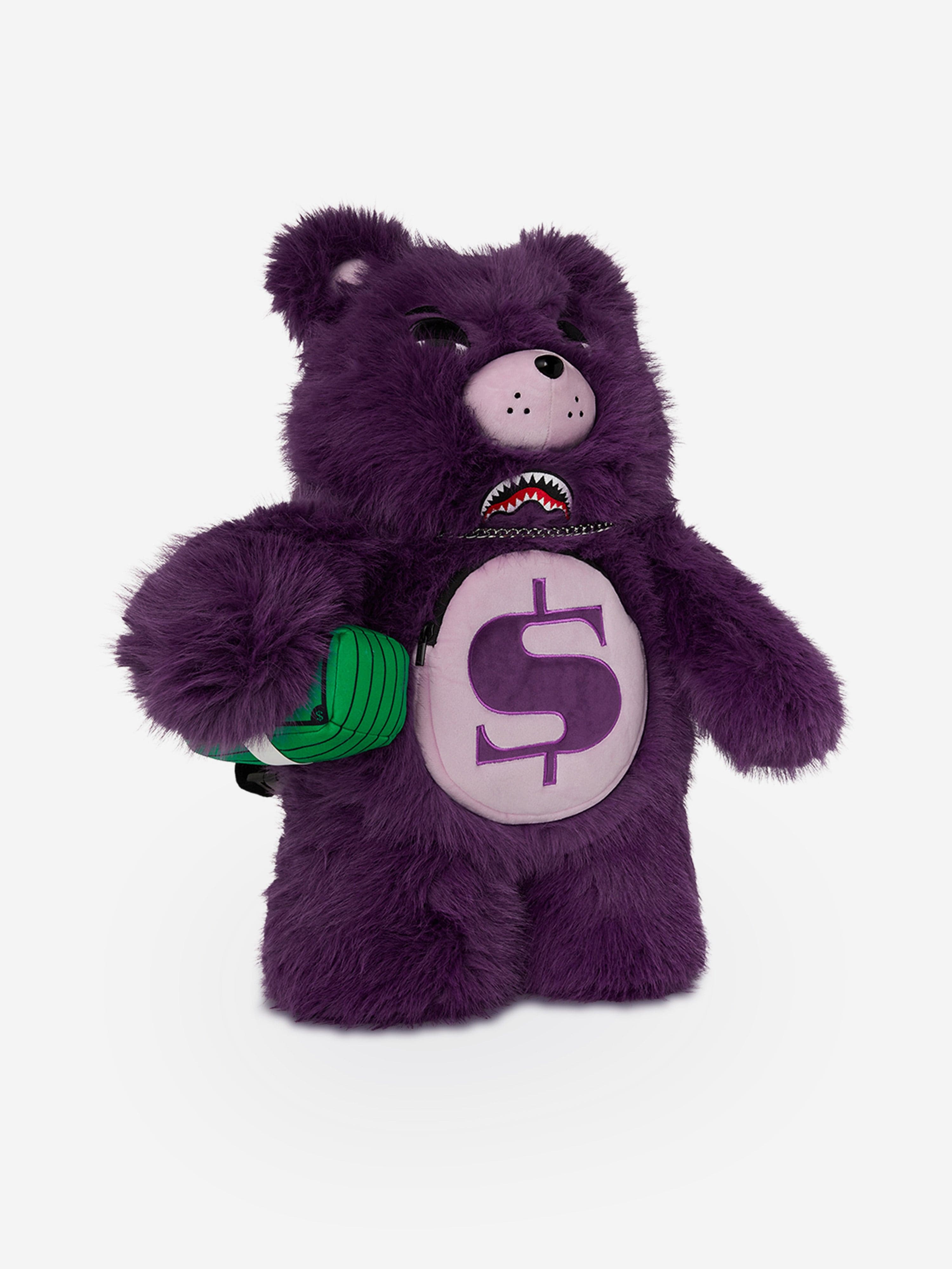 Sprayground Kids Fur Cray Money Bear Backpack in Purple (63cm)