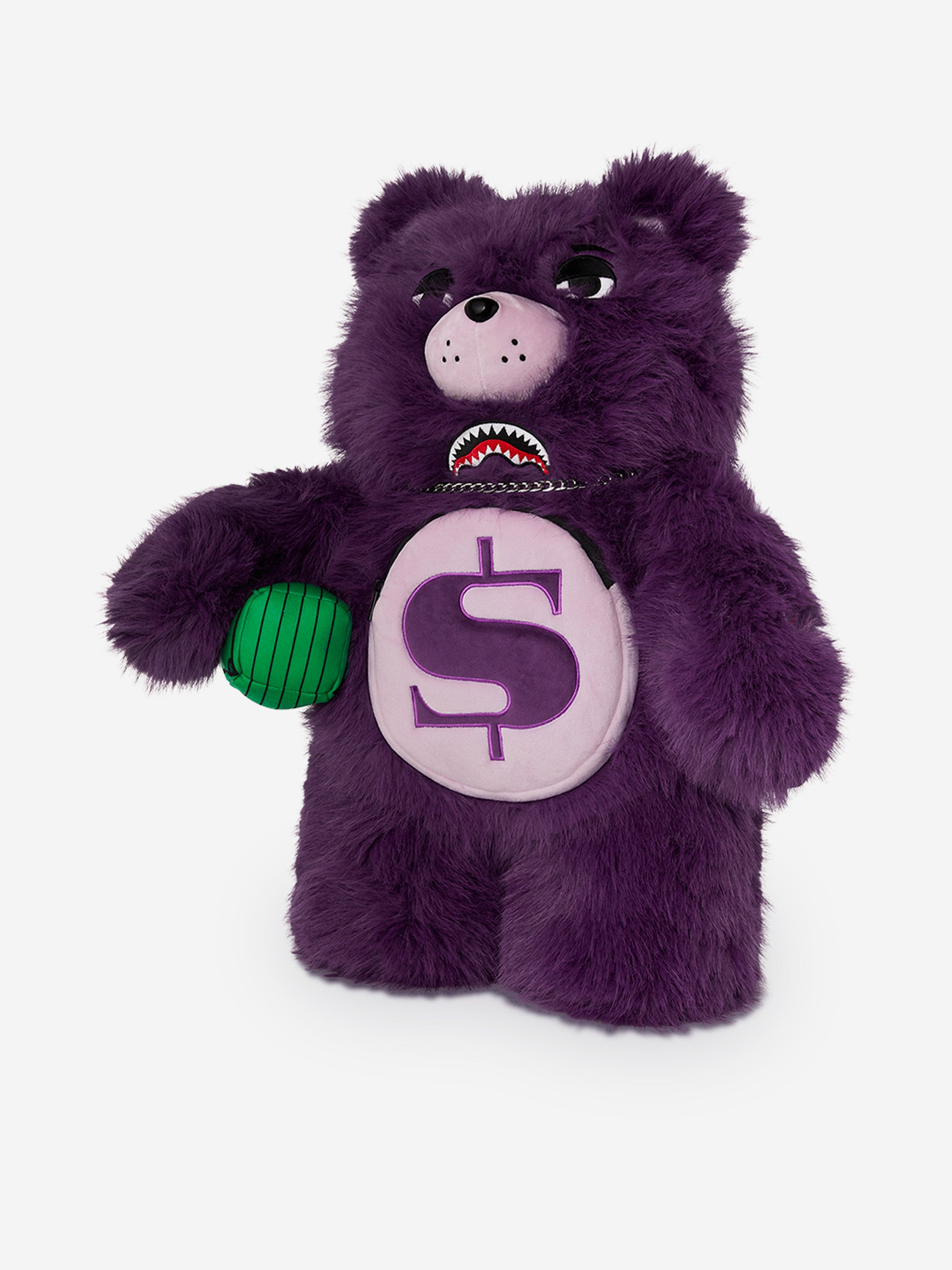 Sprayground Kids Fur Cray Money Bear Backpack in Purple (63cm)