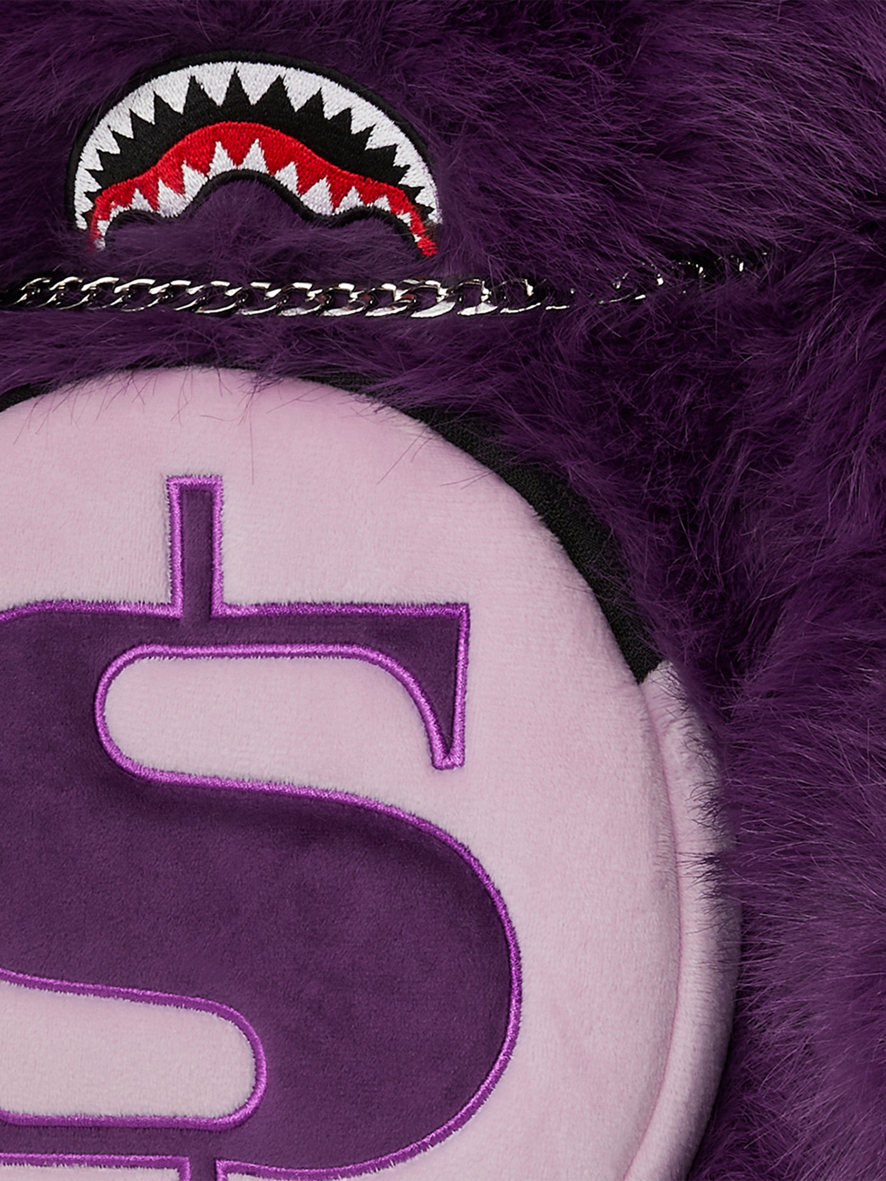 Sprayground Kids Fur Cray Money Bear Backpack in Purple (63cm)