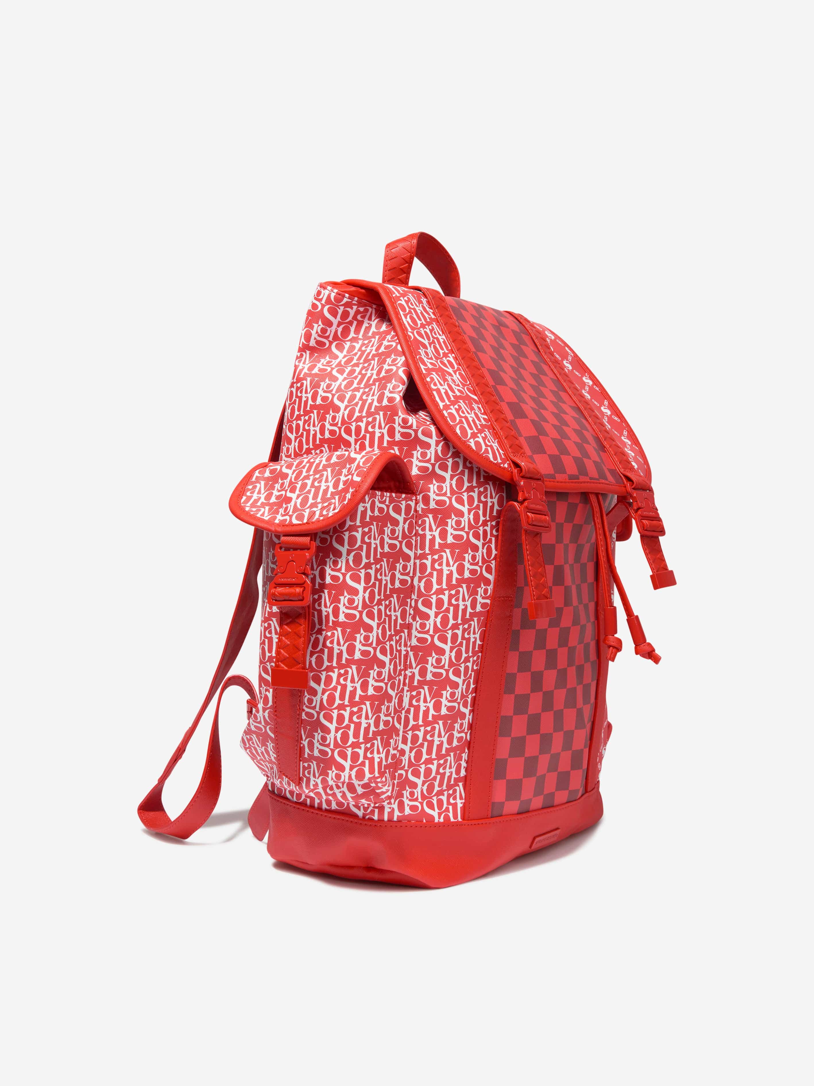 Sprayground Kids Tri Split Monte Carlo Backpack in Red