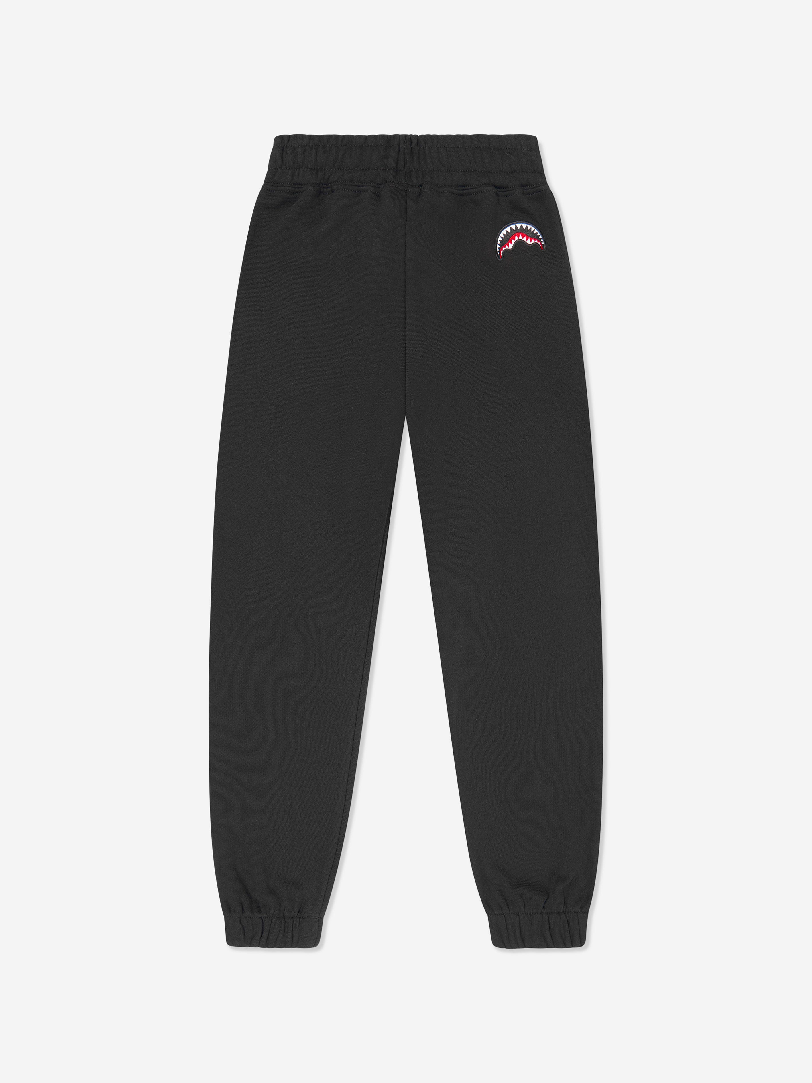 Sprayground Boys Shark Shape Logo Joggers in Black