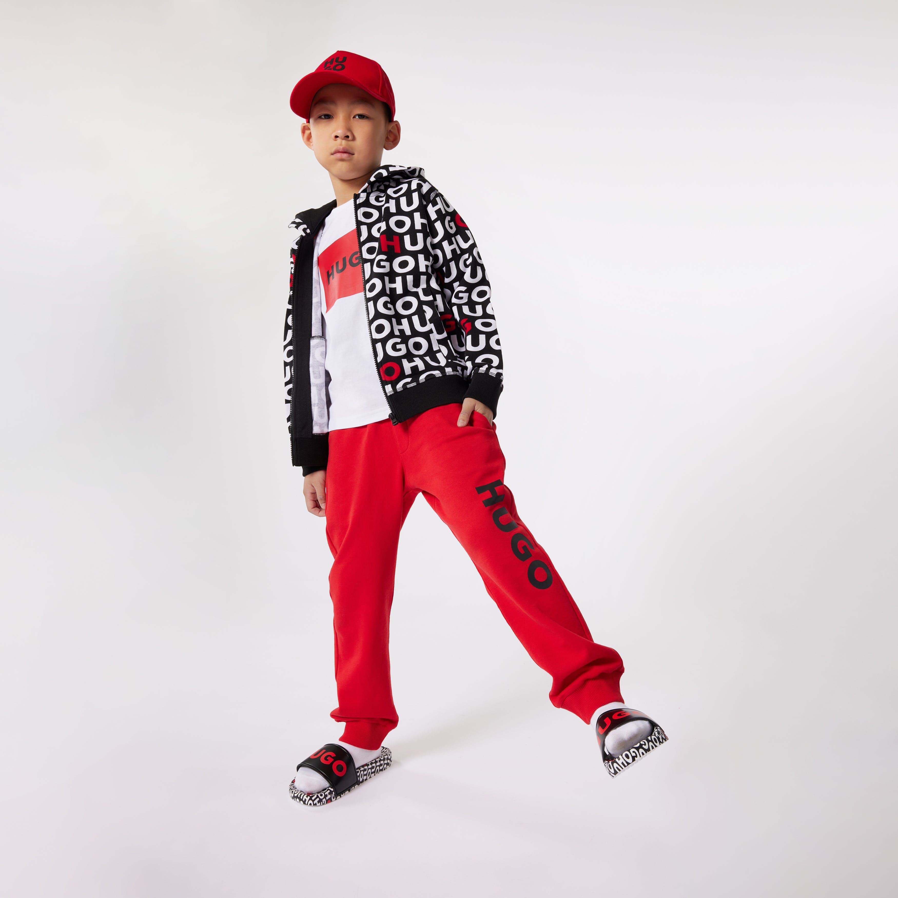 Hugo Kids Logo Print Cap in Red