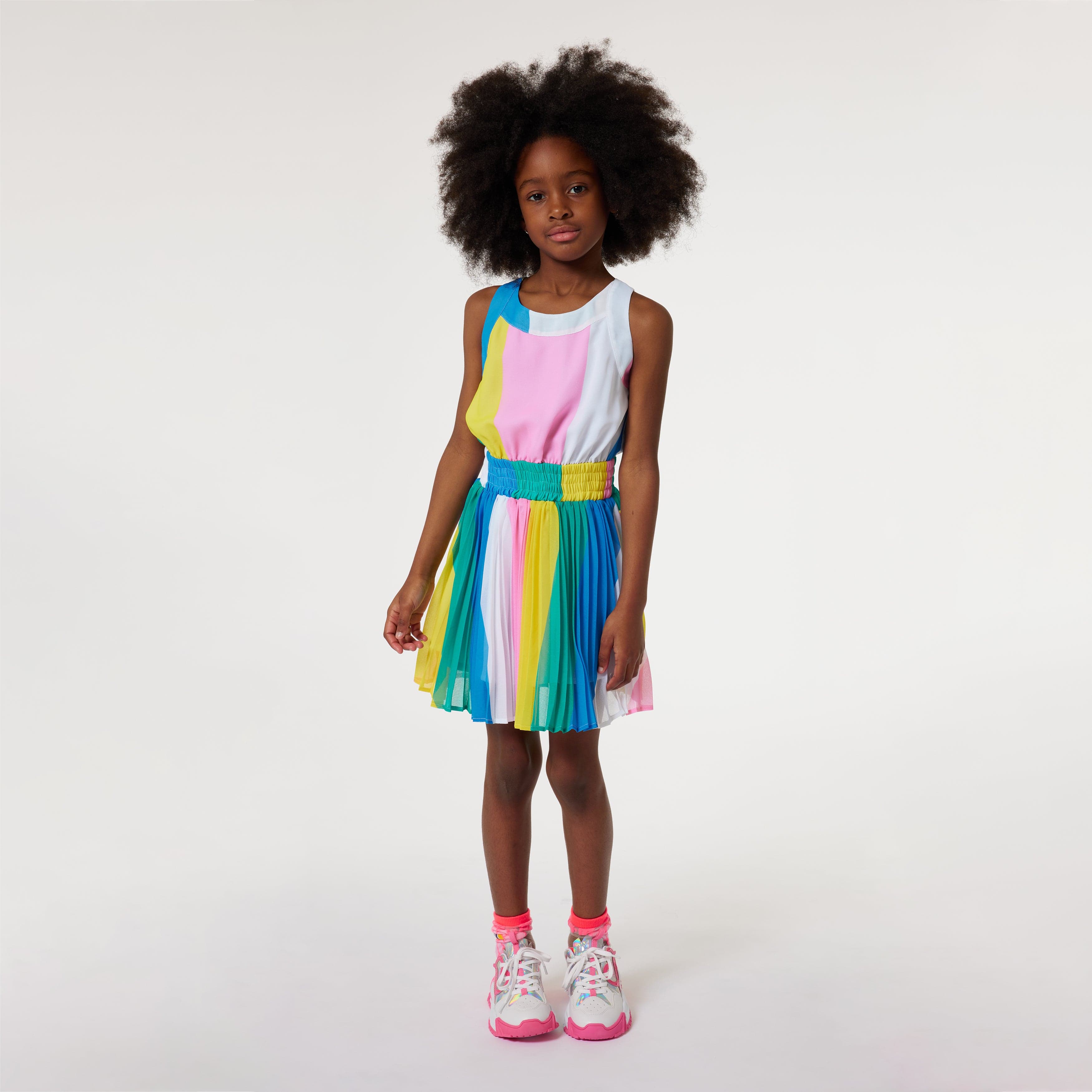 Billieblush Girls Striped Crepe Dress in Multicolour