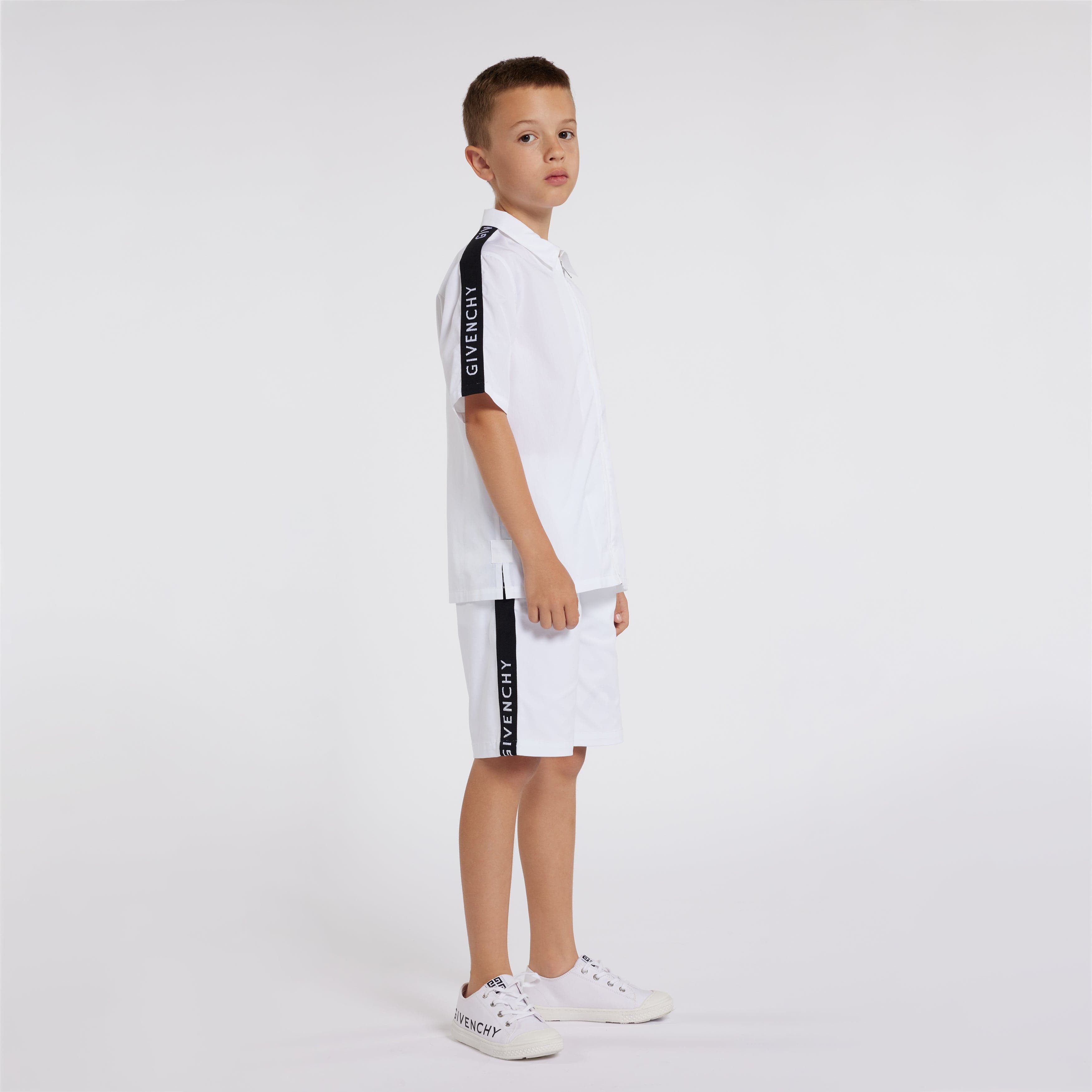 Givenchy Boys Zip Front Shirt in White