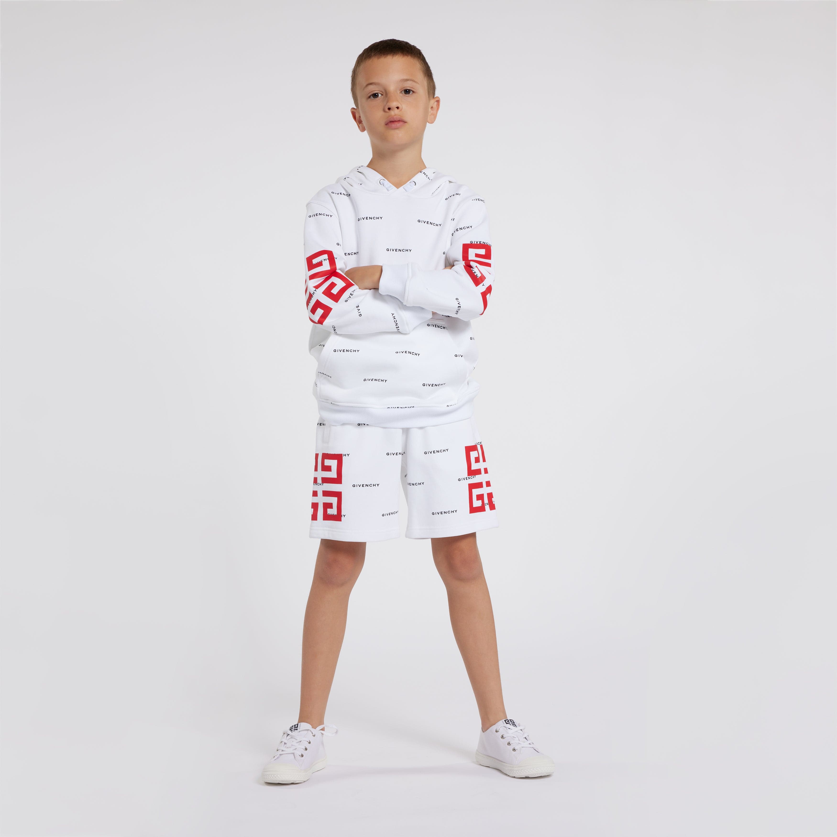 Givenchy Boys Logo Print Bermuda Shorts in White