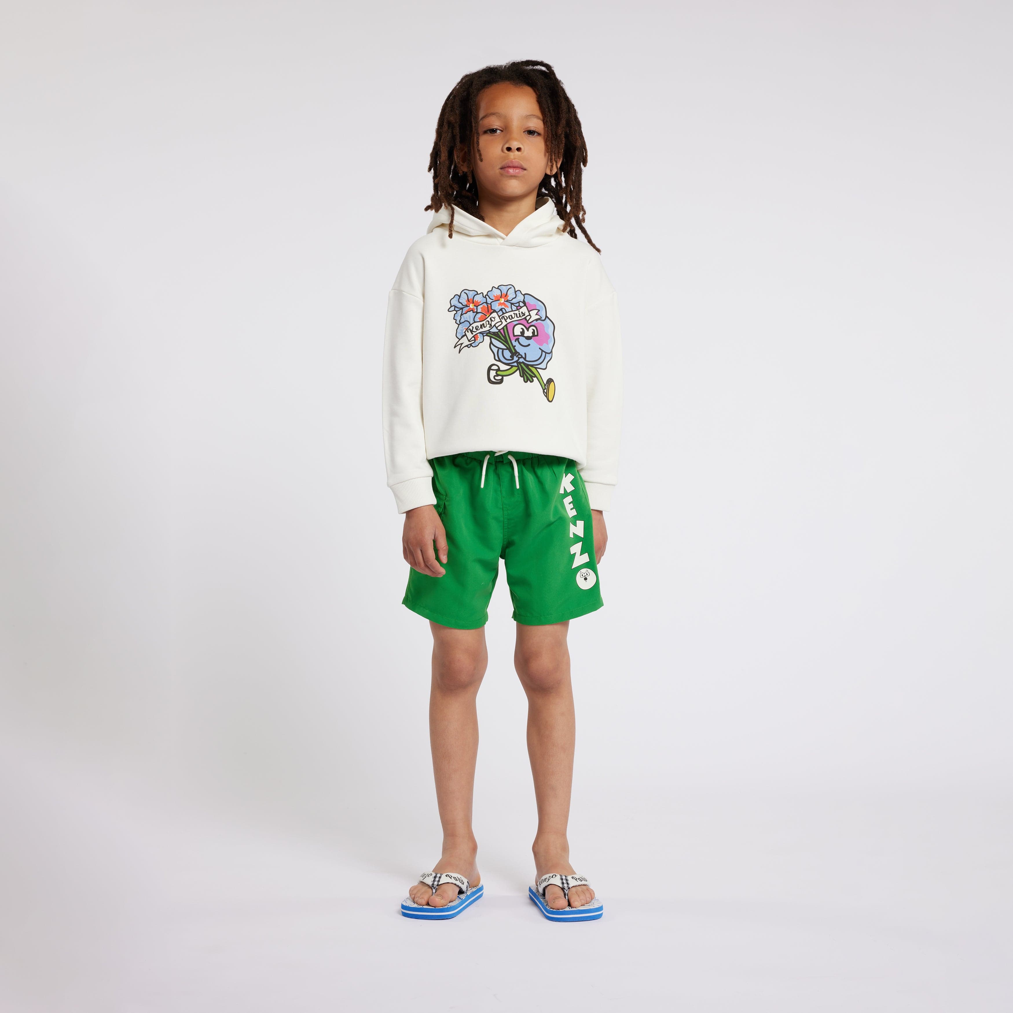 KENZO Boys Logo Swim Shorts in Green