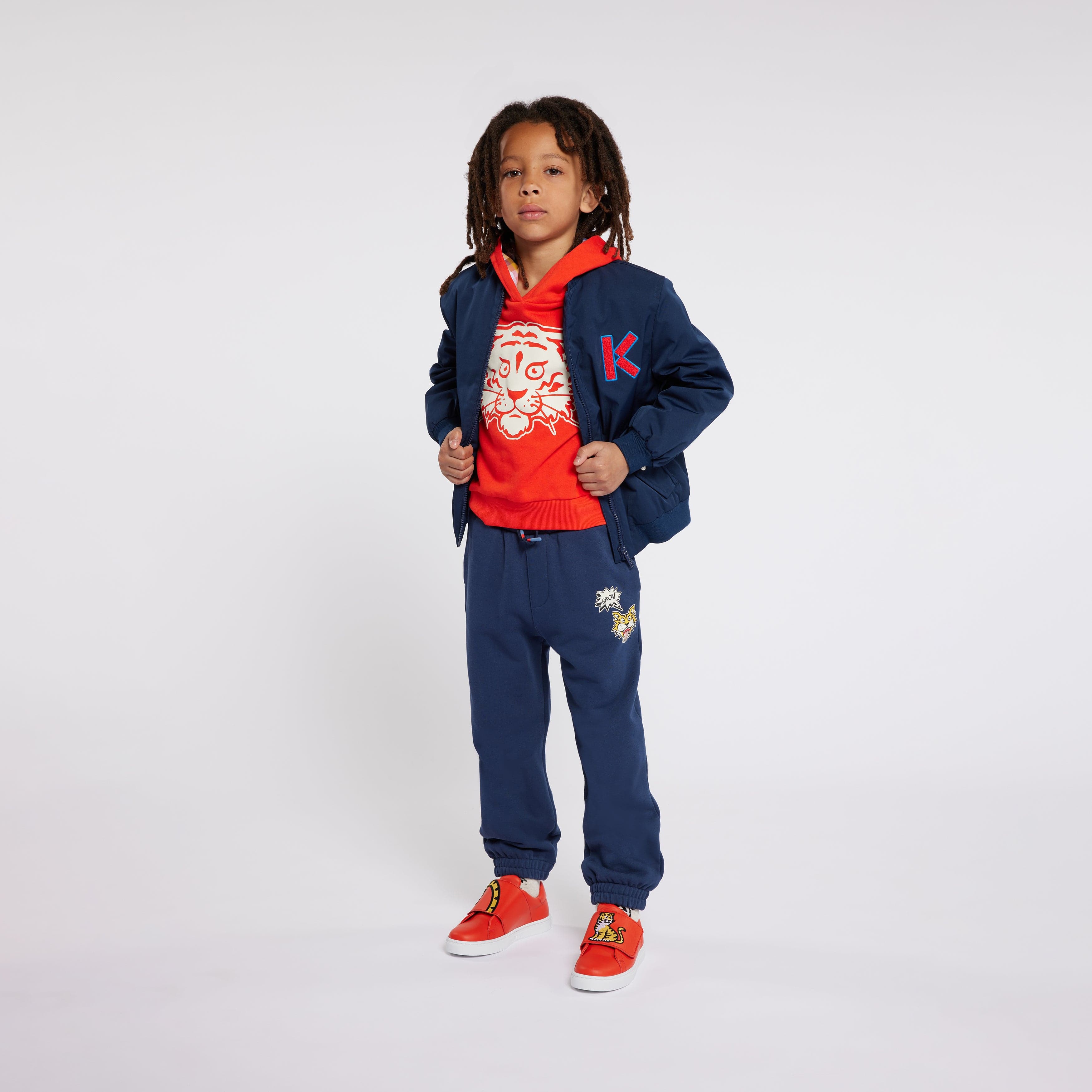 KENZO Kids Logo Zip Up Jacket in Navy