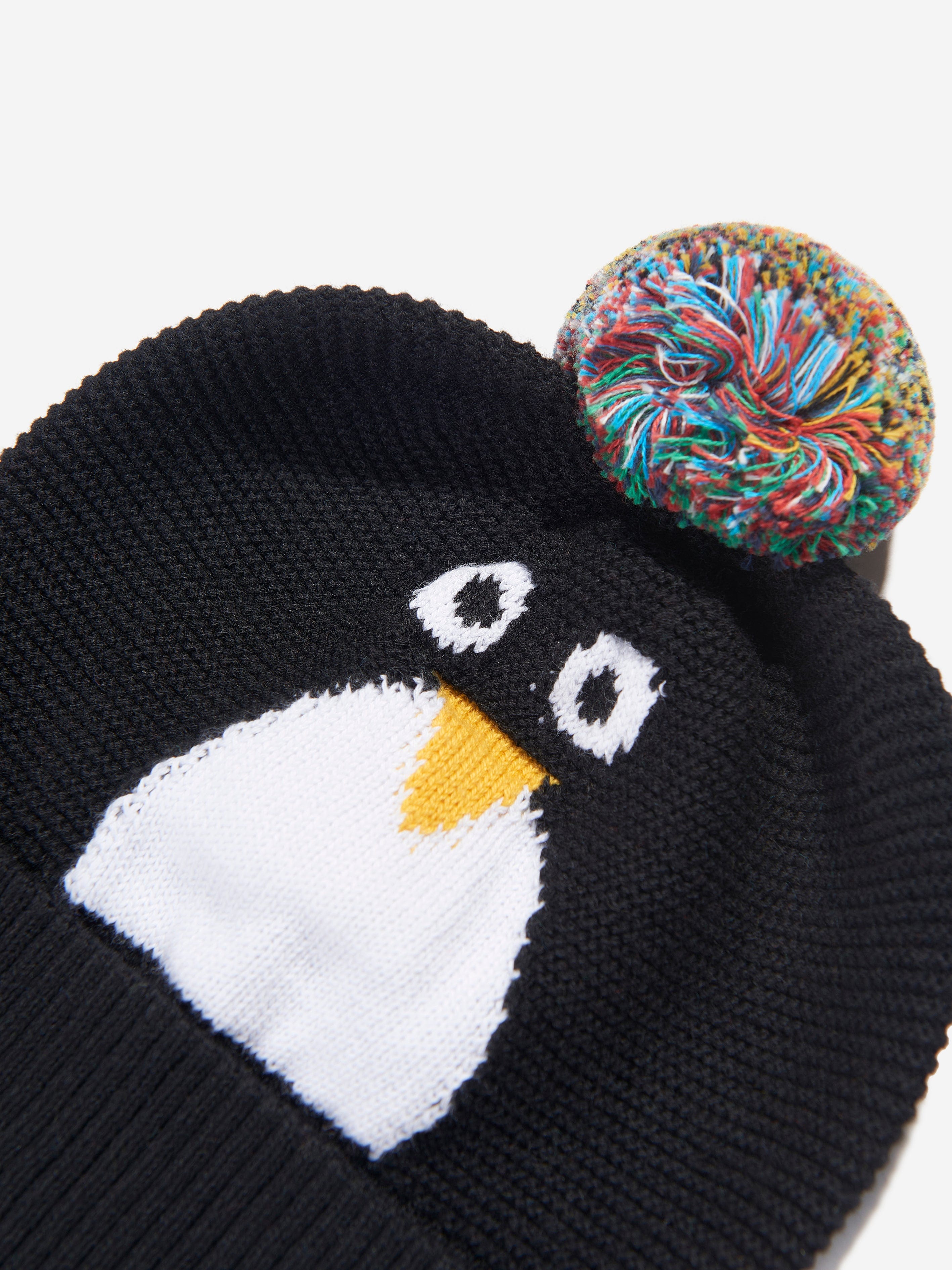 Stella McCartney Baby Penguin Bobble Hat in Black