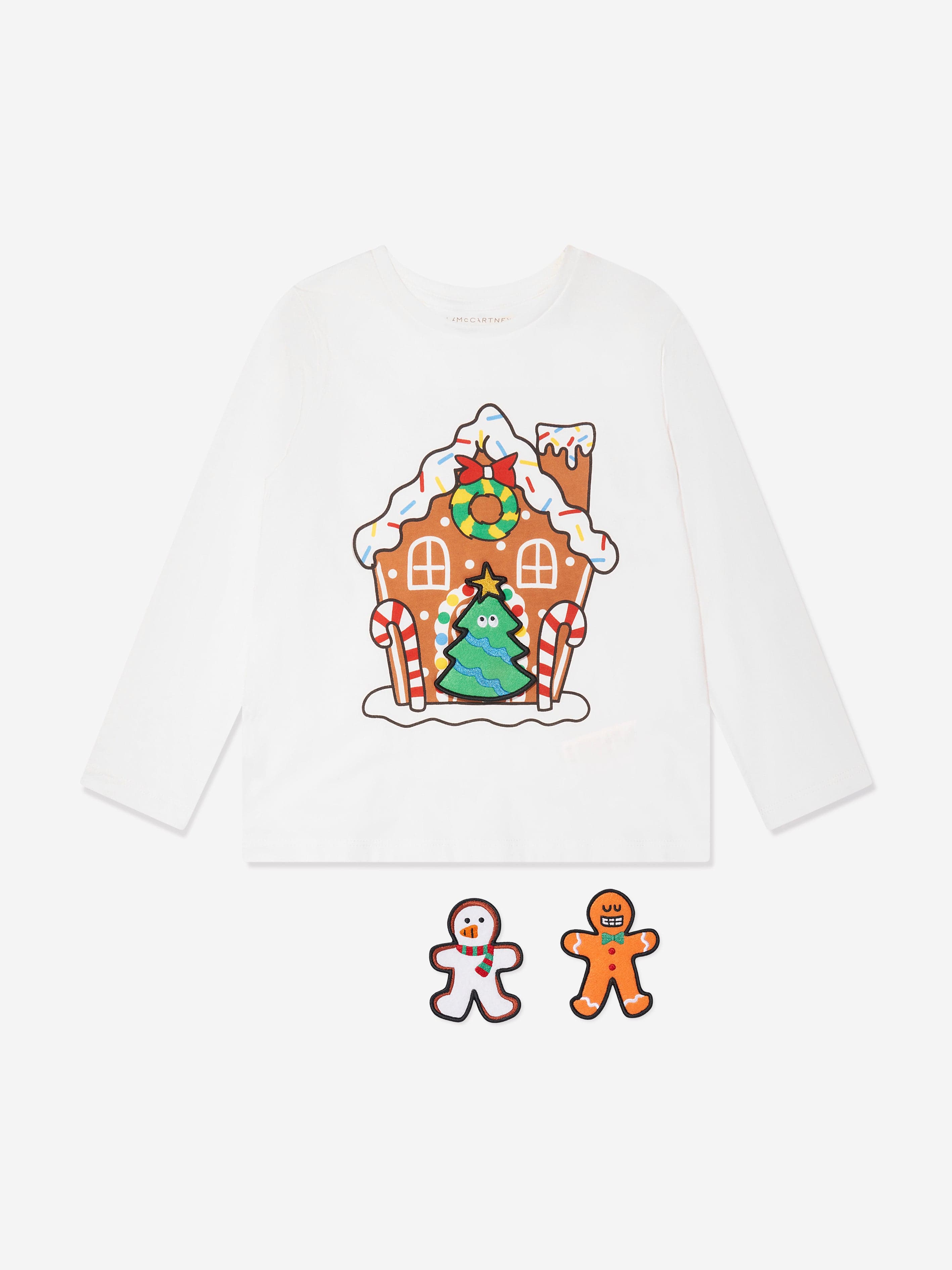 Stella McCartney Kids Gingerbread House T-Shirt in Ivory