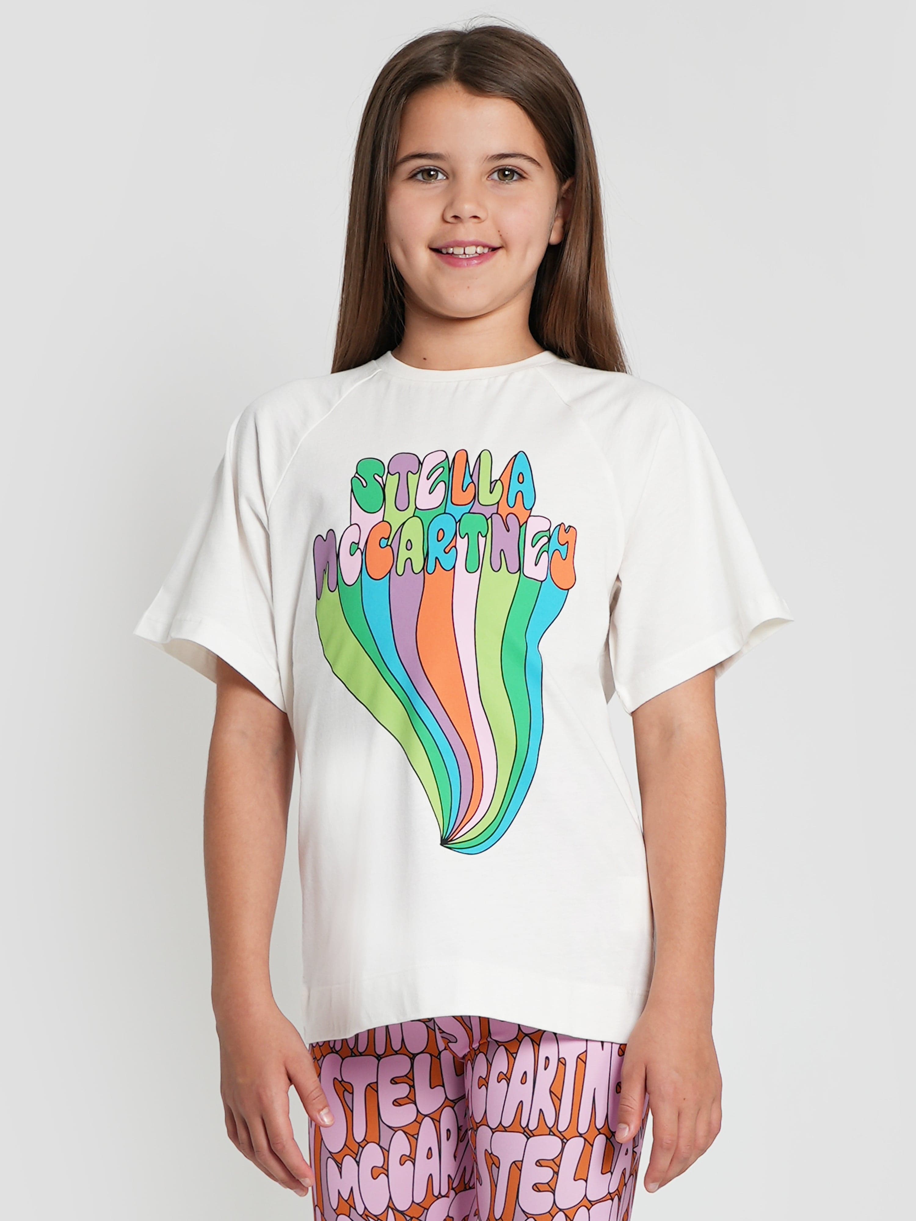 Stella McCartney Girls Logo Print T-Shirt in Ivory