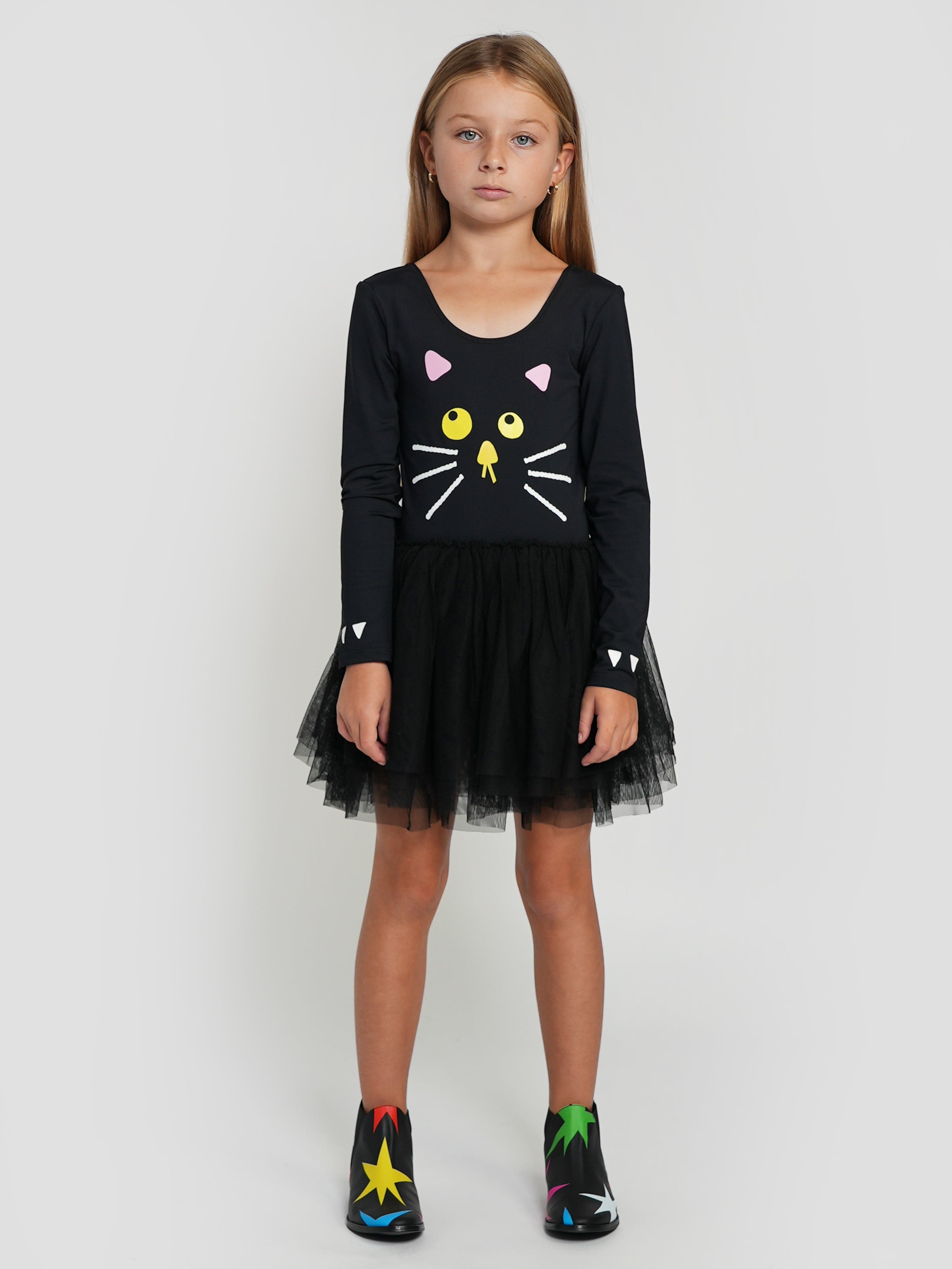 Stella McCartney Girls Cat Dress in Black