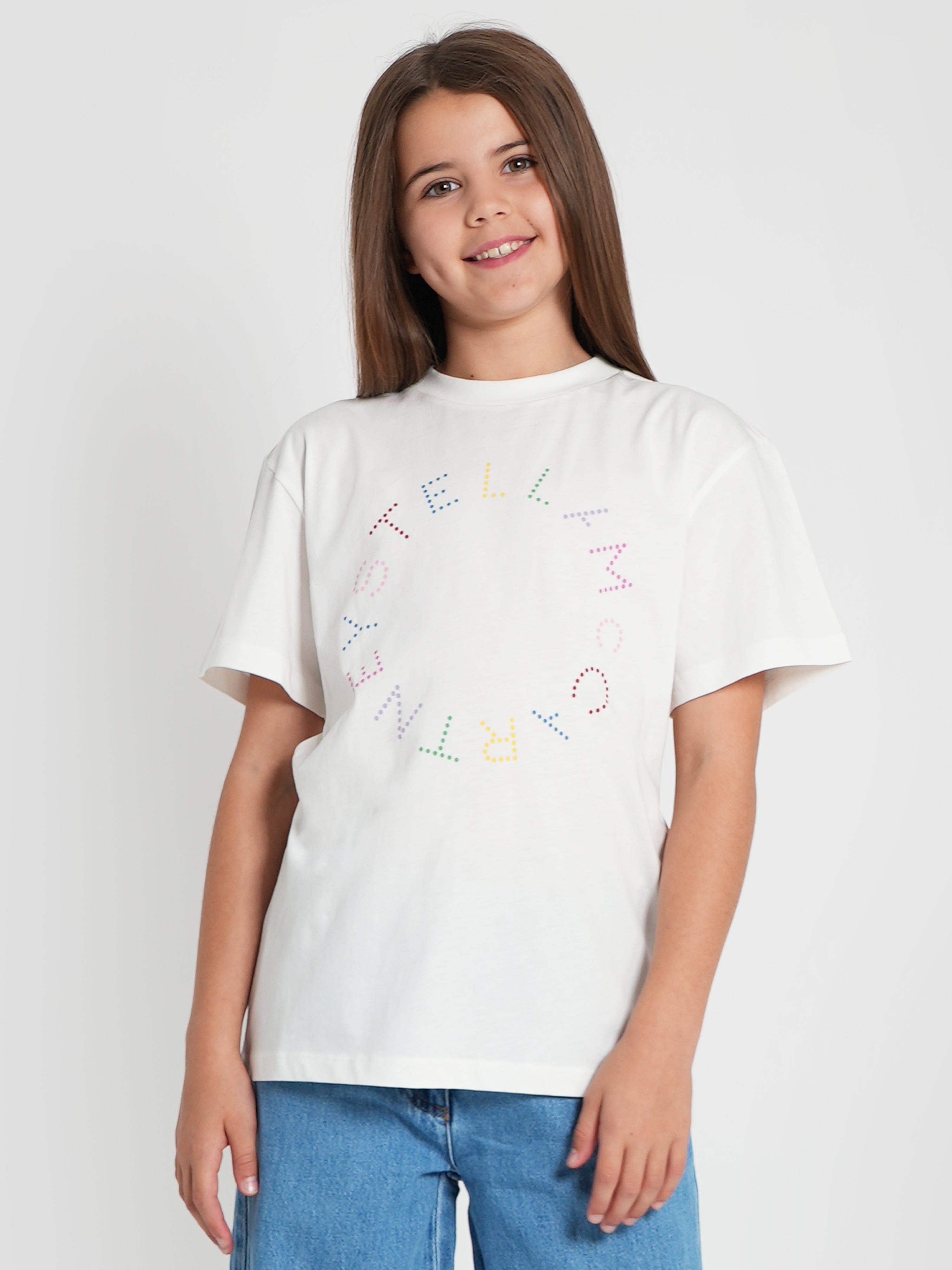 Stella McCartney Girls Circle Logo T-Shirt in Ivory