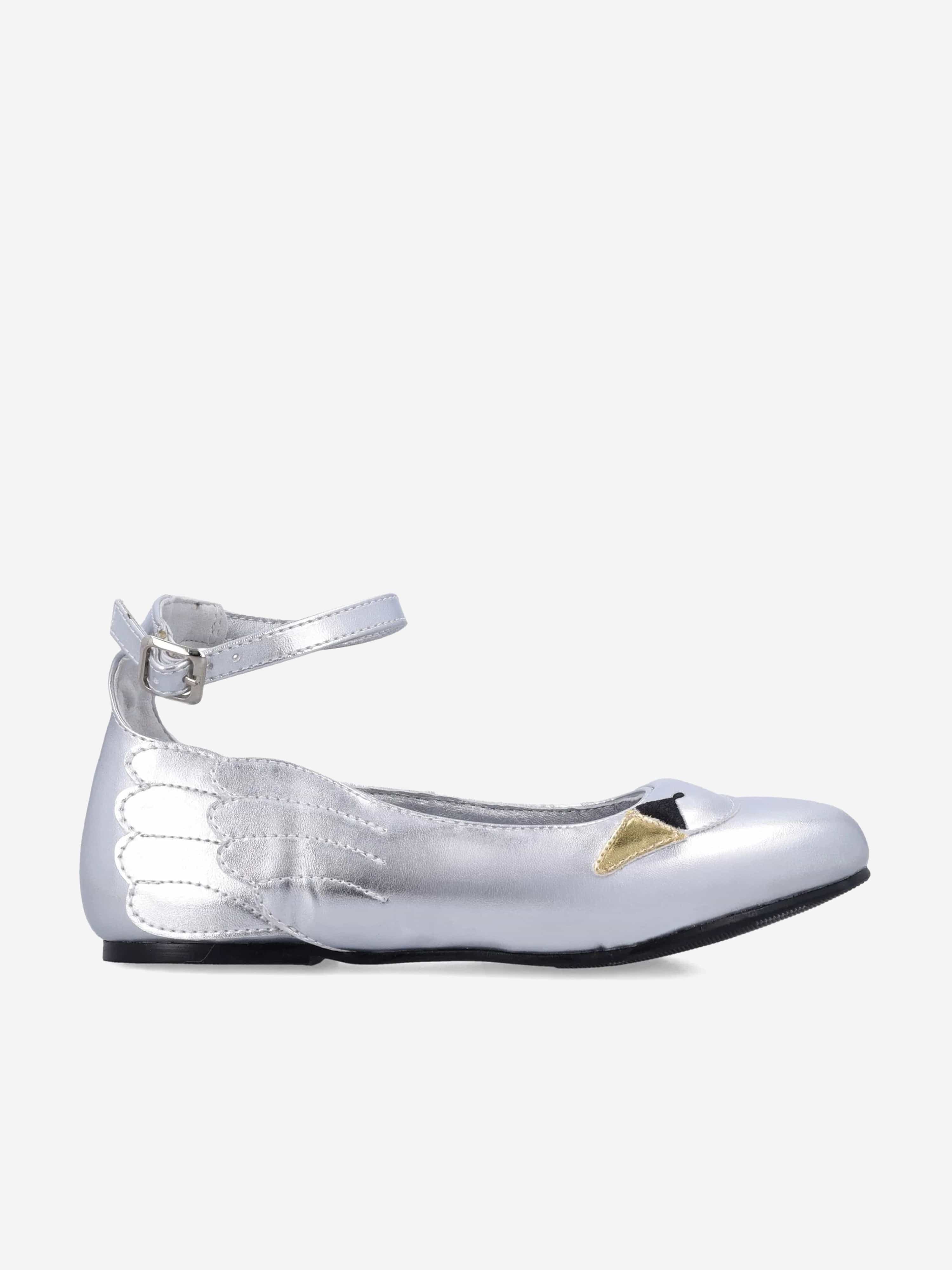Stella McCartney Girls Swan Ballerinas in Silver