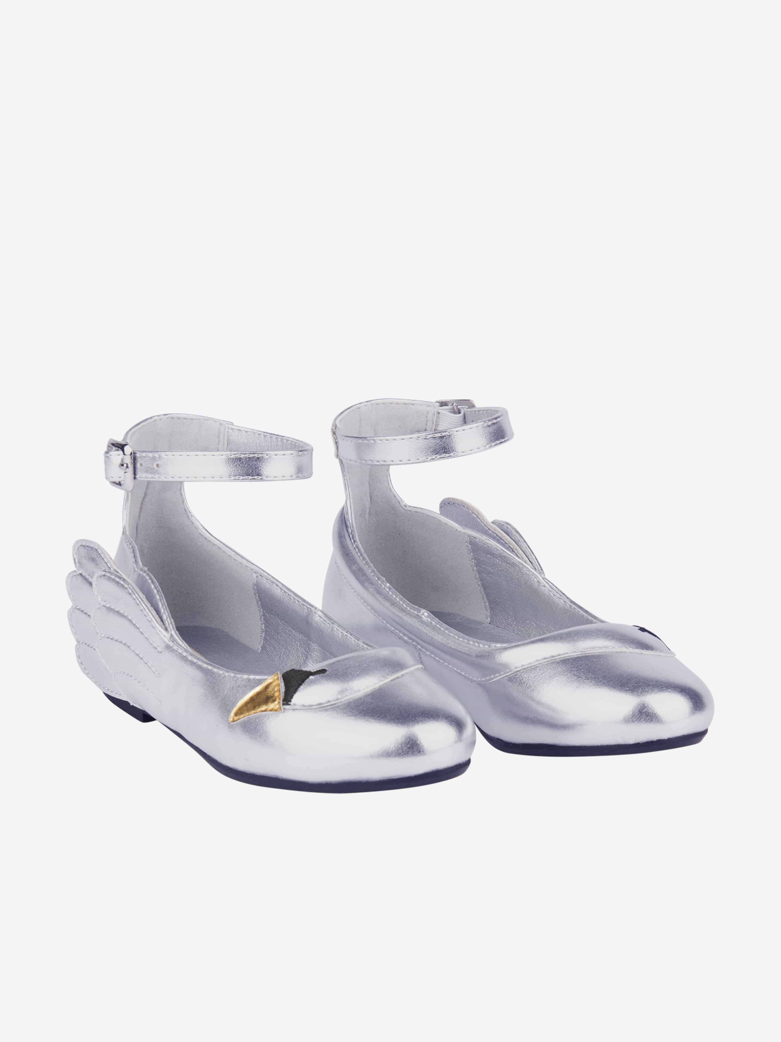 Stella McCartney Girls Swan Ballerinas in Silver