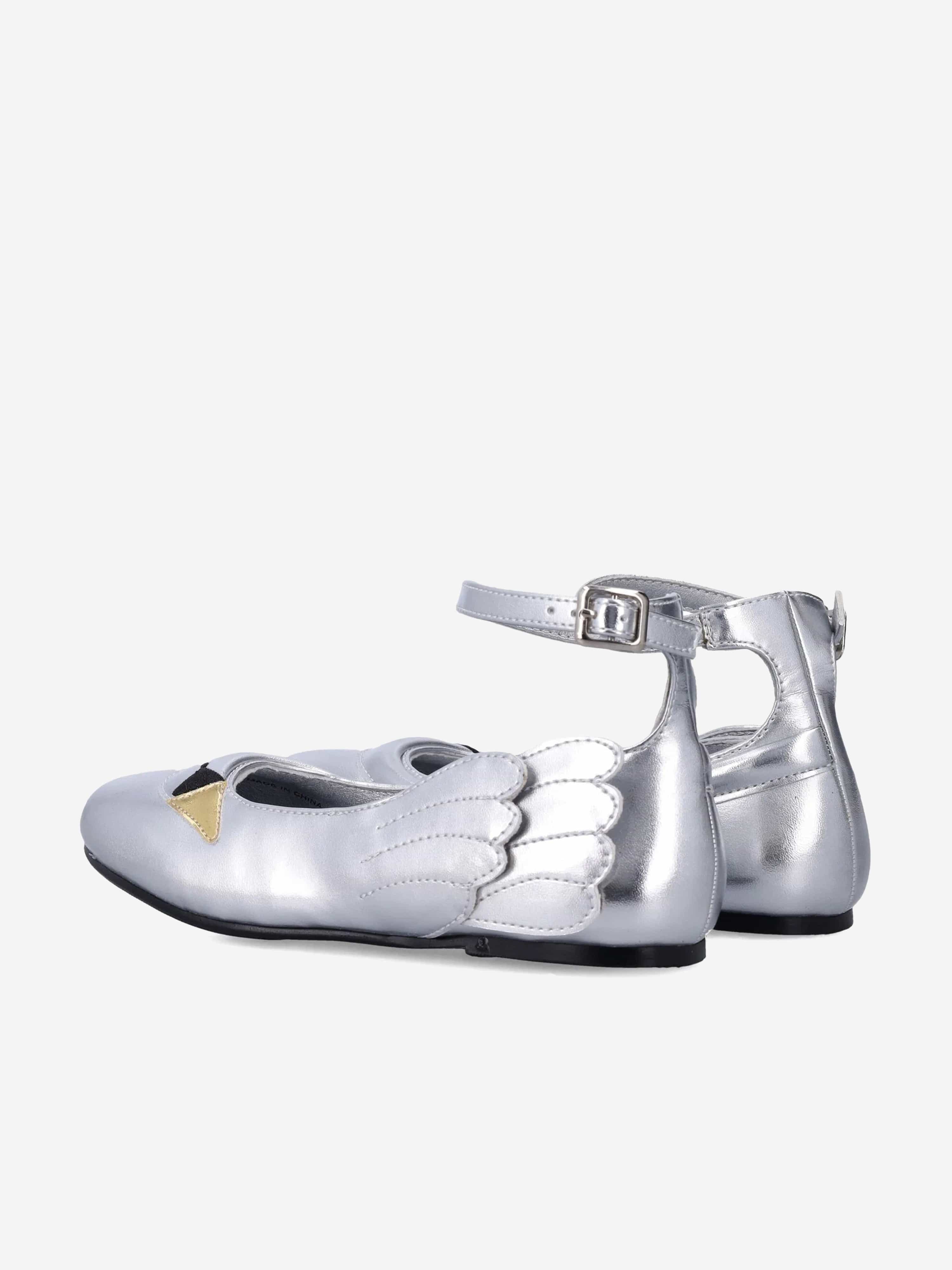 Stella McCartney Girls Swan Ballerinas in Silver