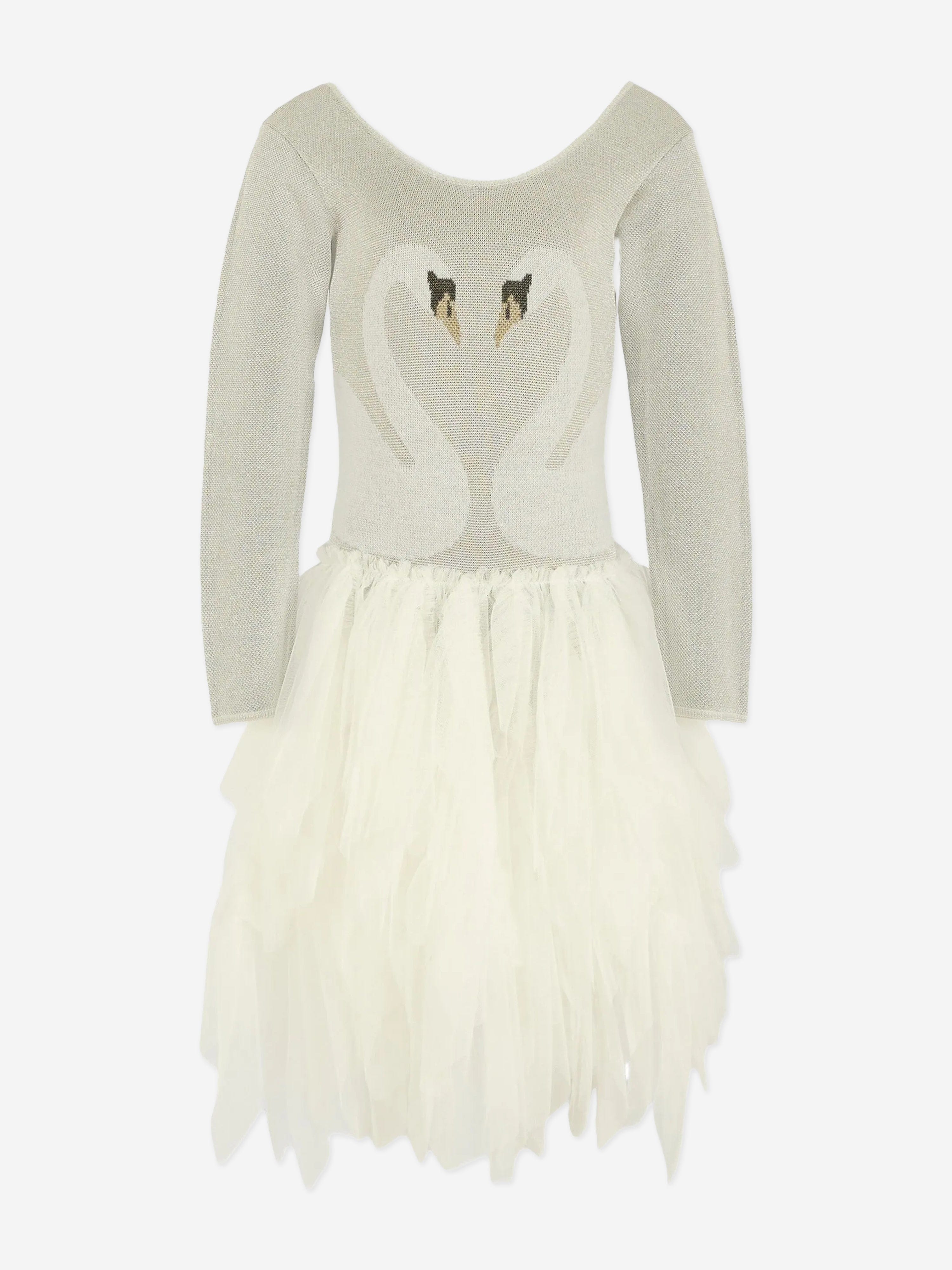 Stella McCartney Girls Swan Dress in Silver