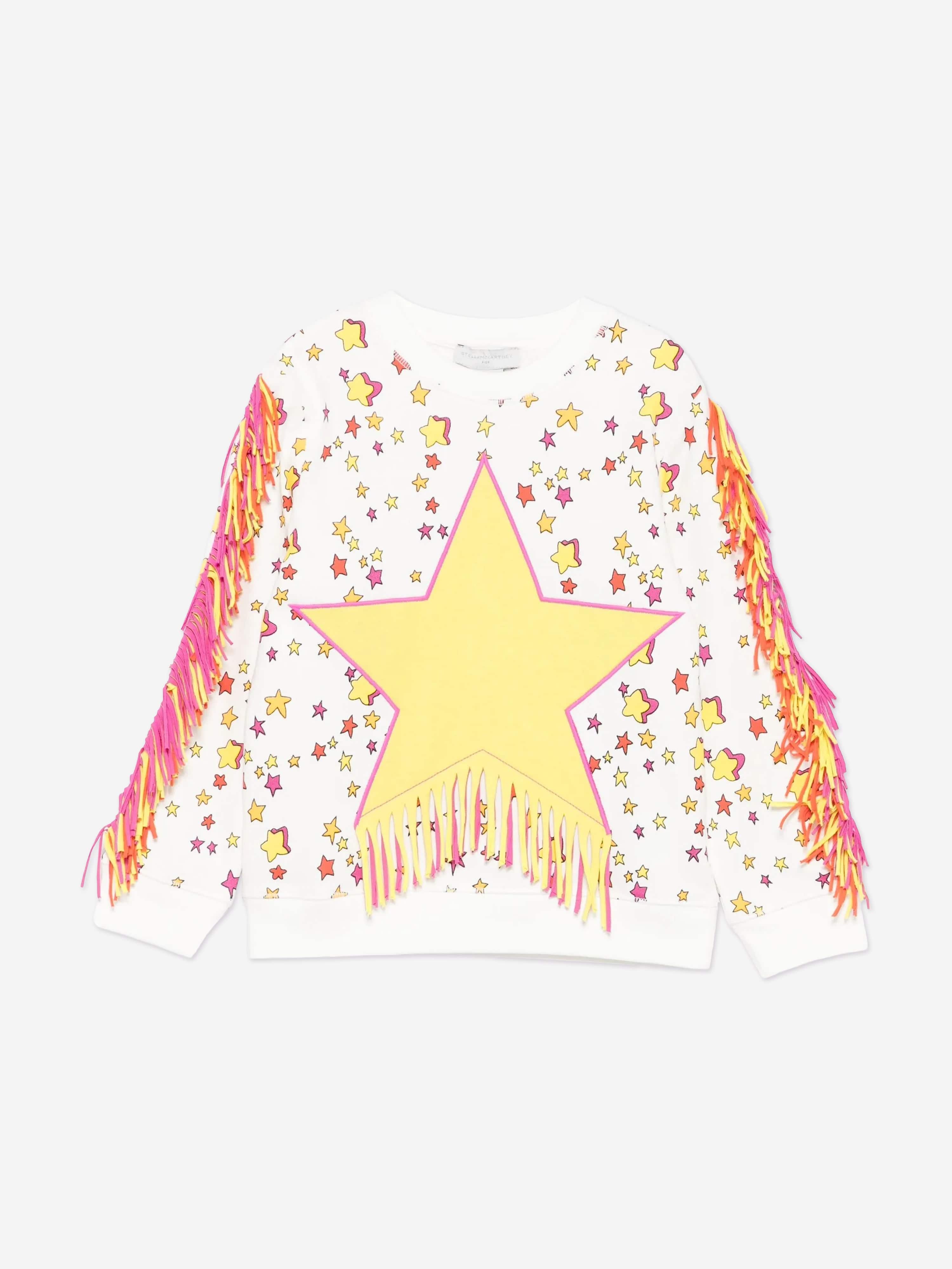 Stella McCartney Girls Fringed Star Sweatshirt in Ivory