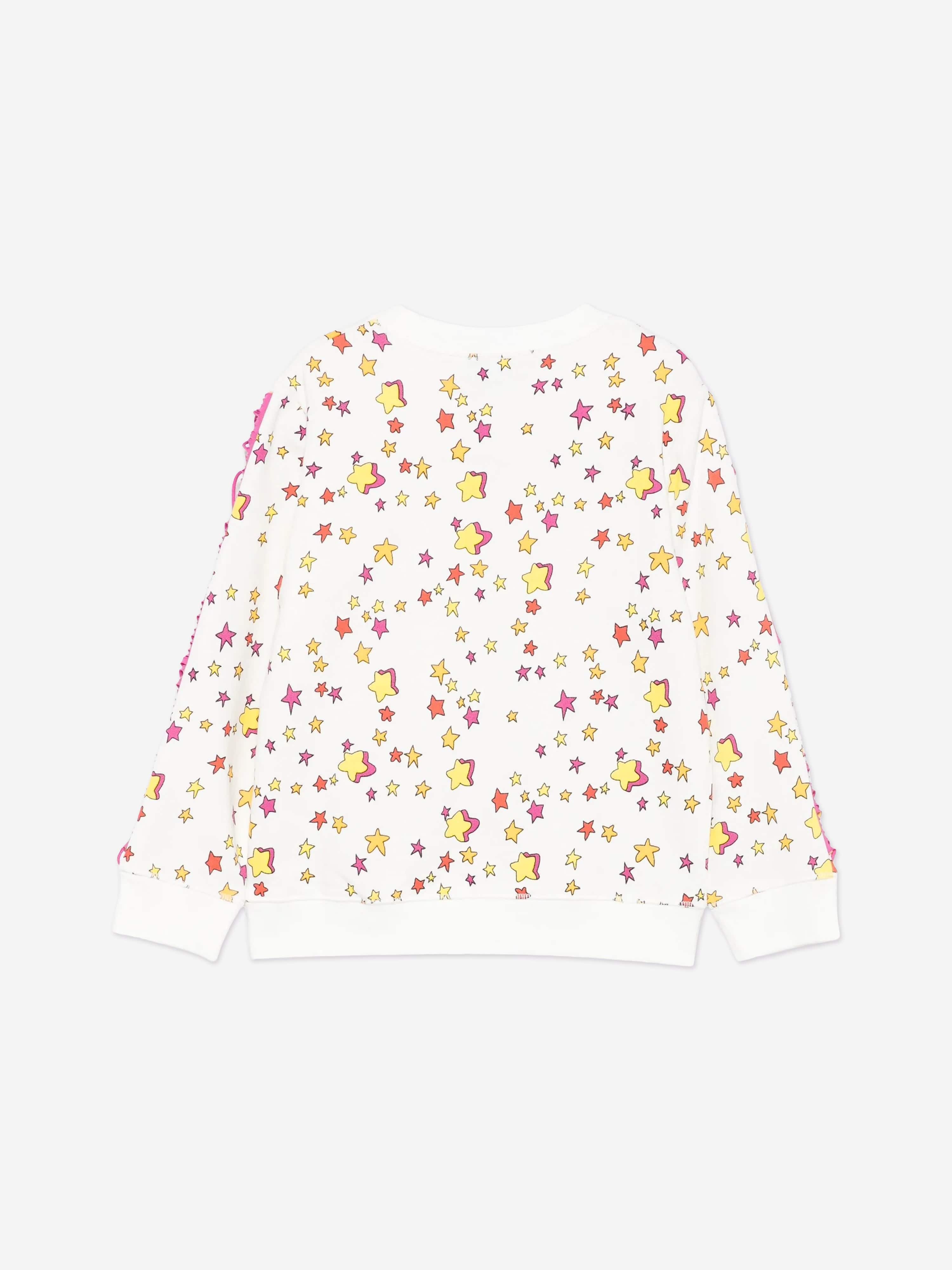 Stella McCartney Girls Fringed Star Sweatshirt in Ivory