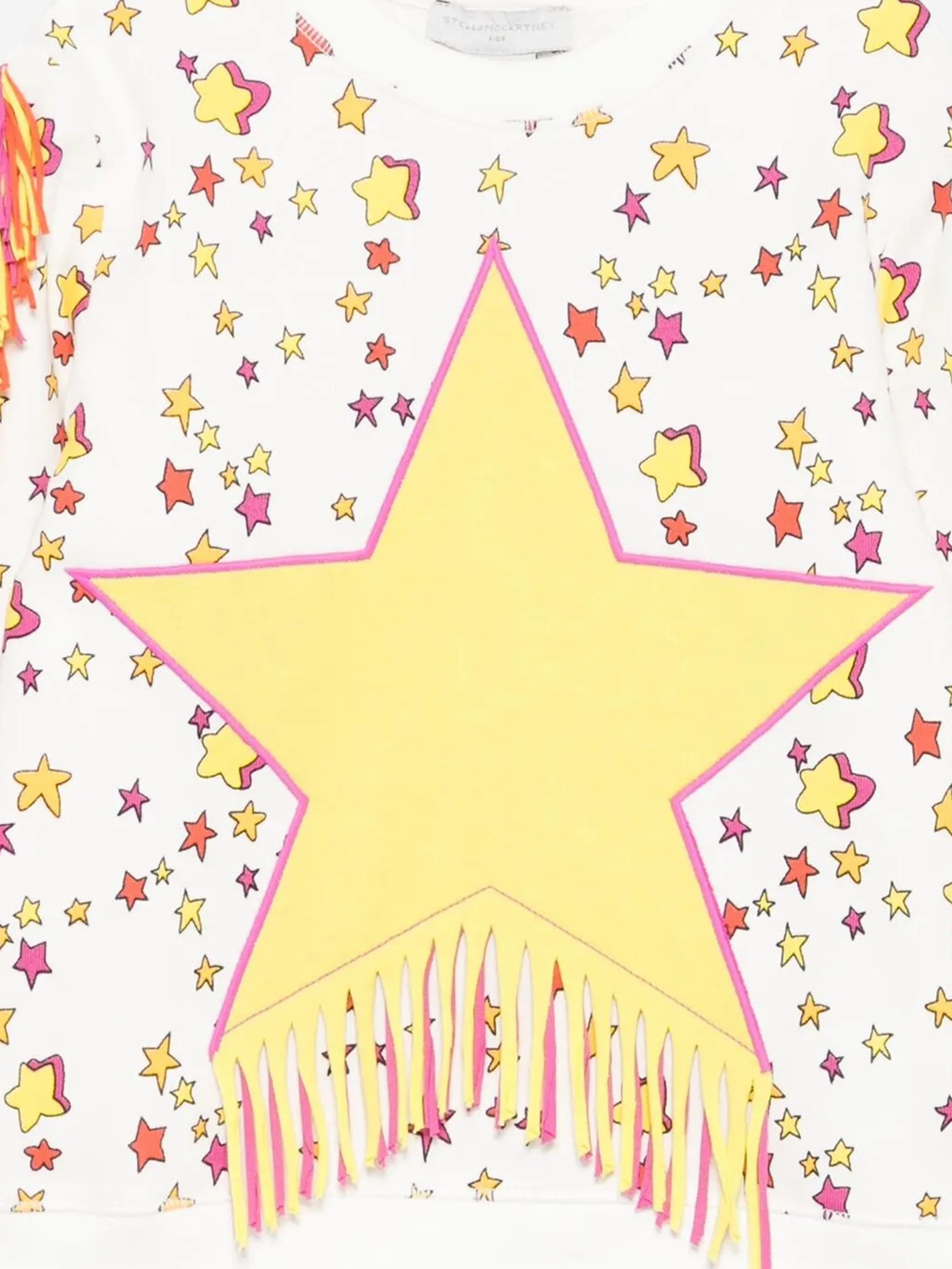 Stella McCartney Girls Fringed Star Sweatshirt in Ivory