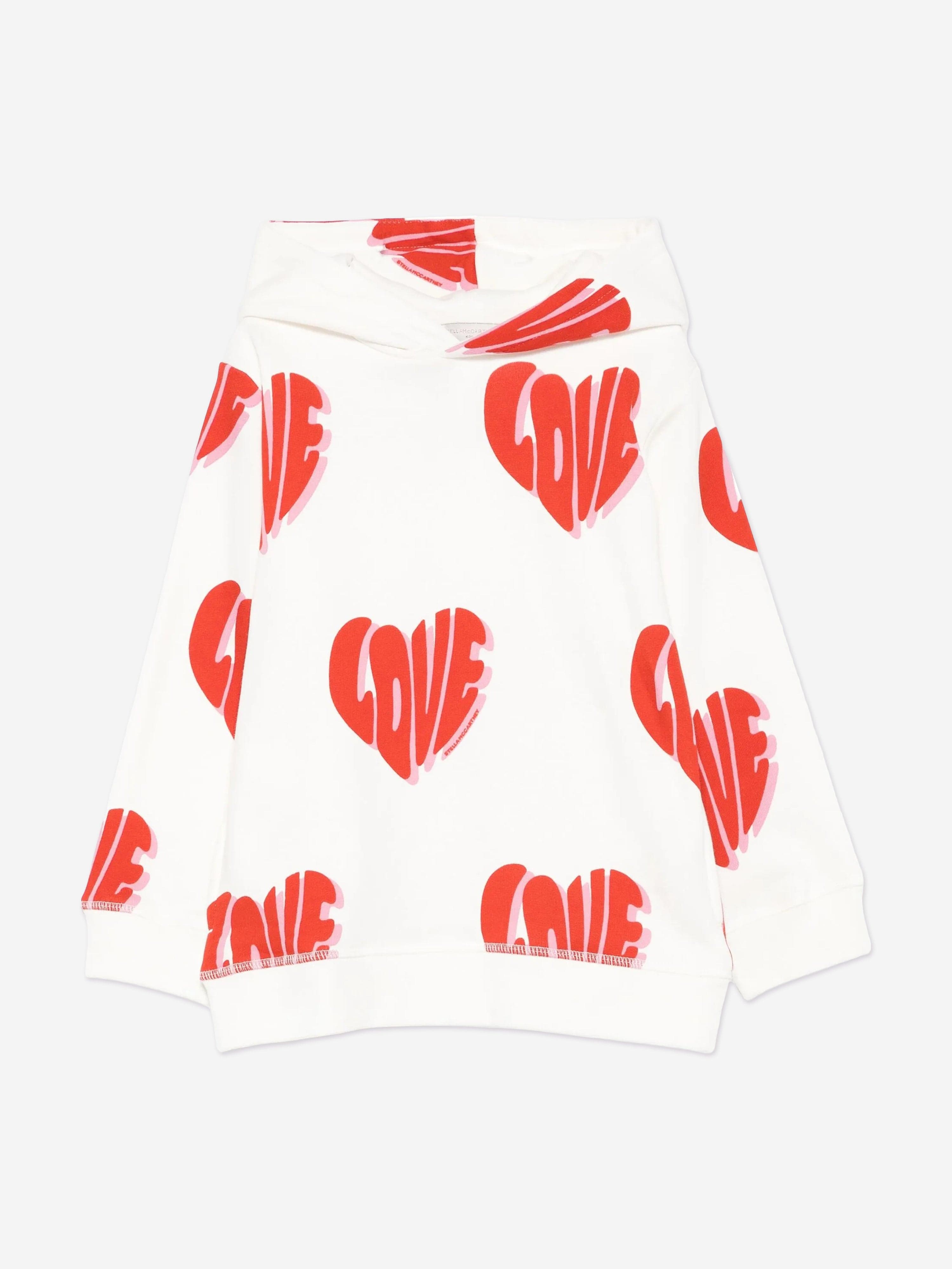 Stella McCartney Girls Love AOP Hoodie in Ivory