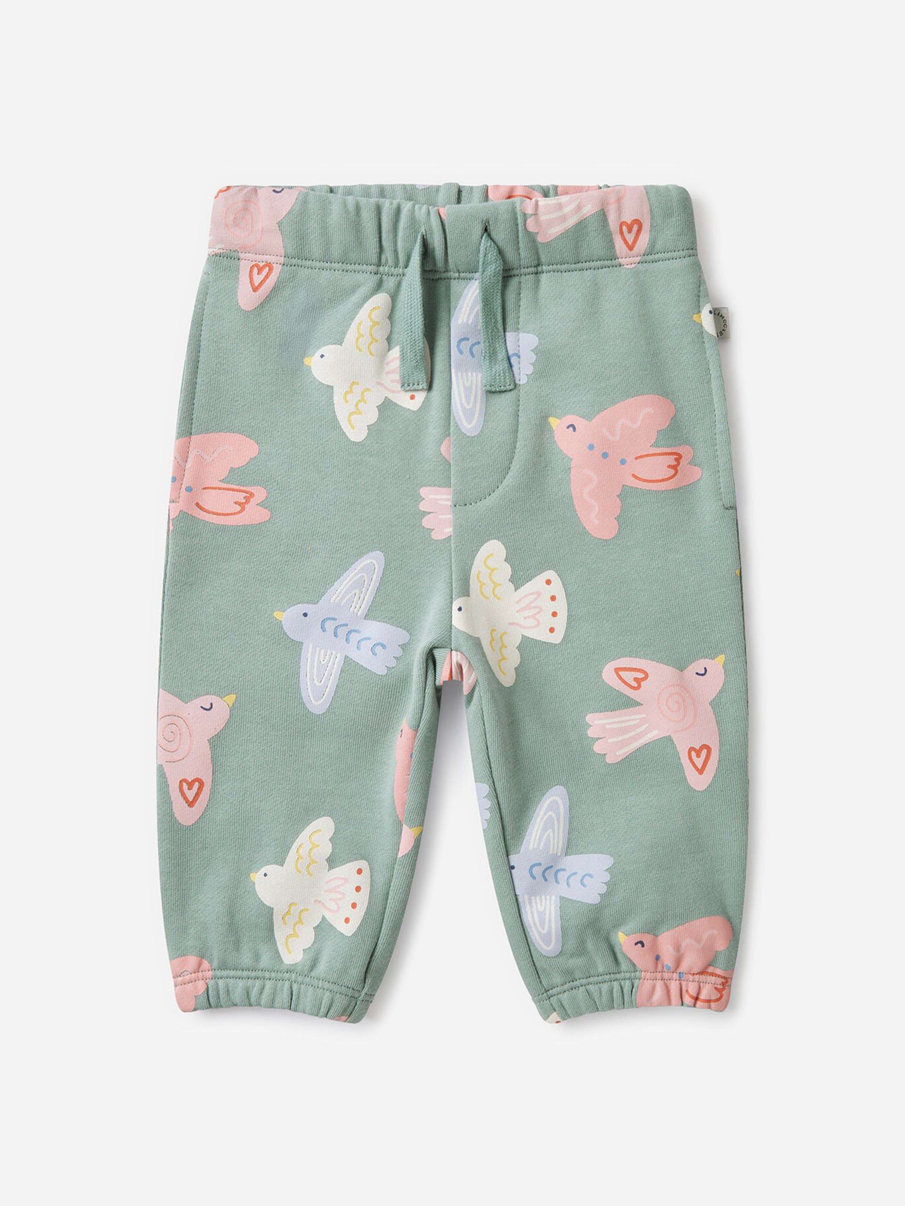 Stella McCartney Baby Girls Birds AOP Joggers in Grey