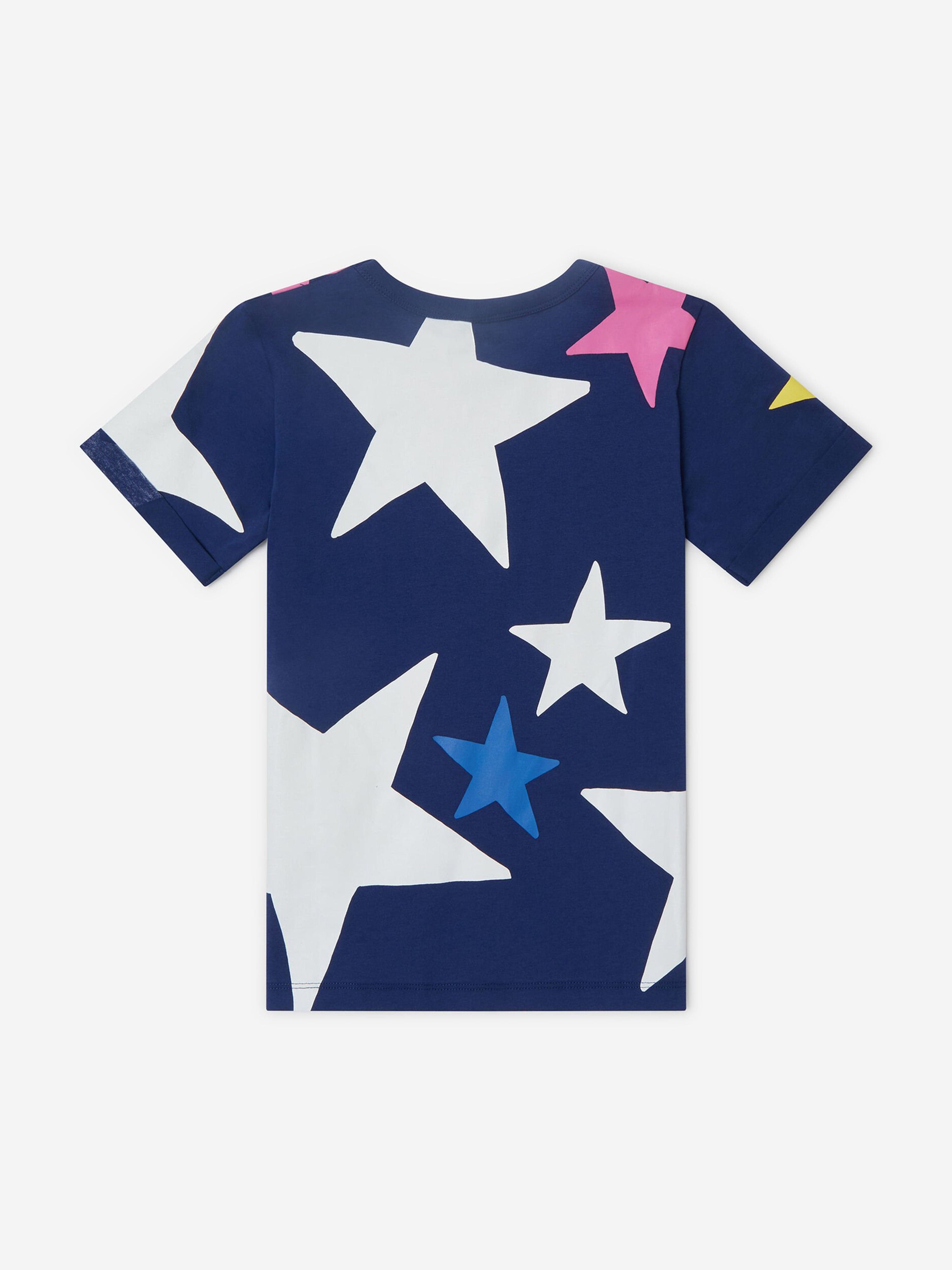 Stella McCartney Girls Star Print Logo T-Shirt in Blue