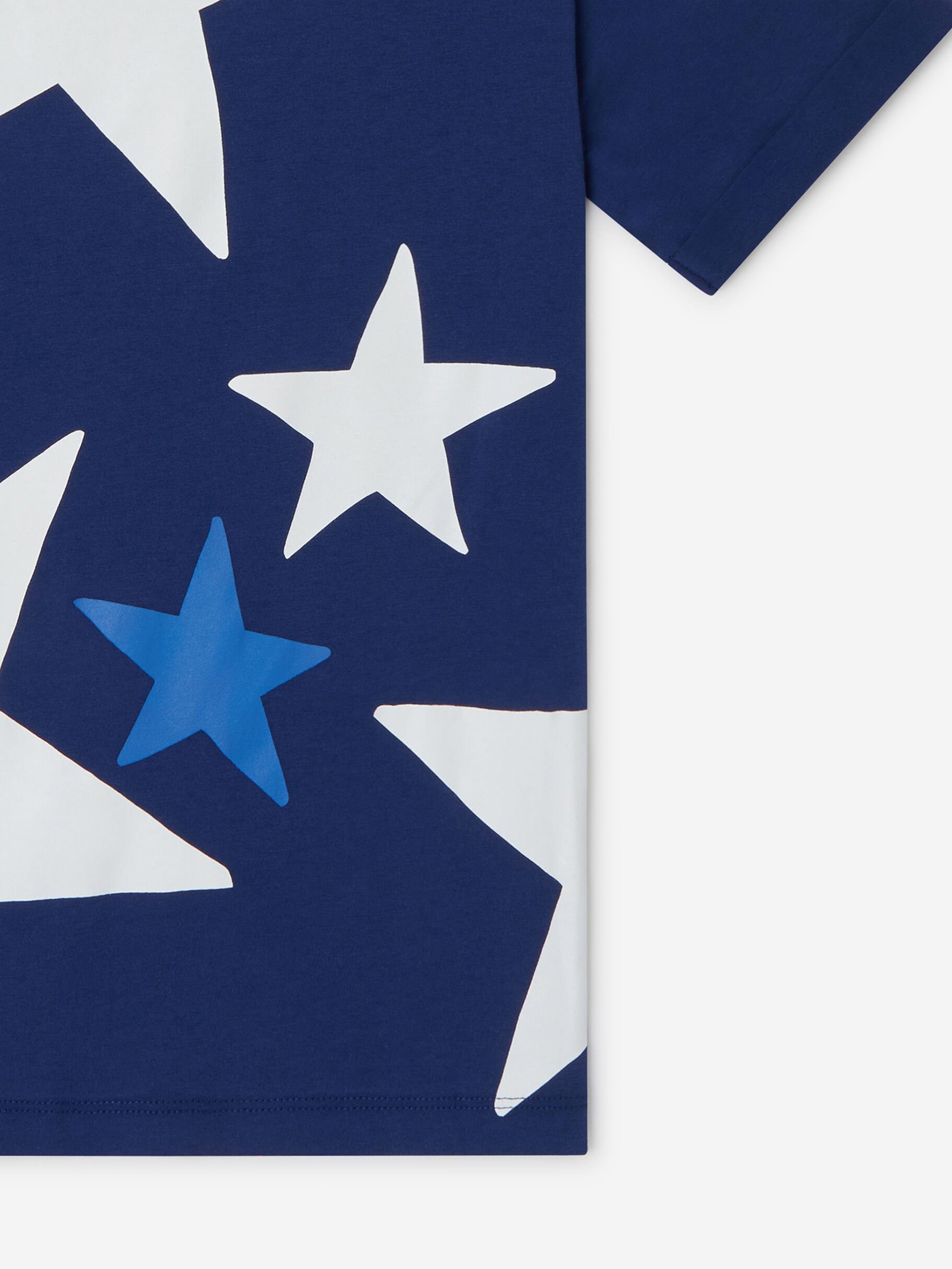 Stella McCartney Girls Star Print Logo T-Shirt in Blue