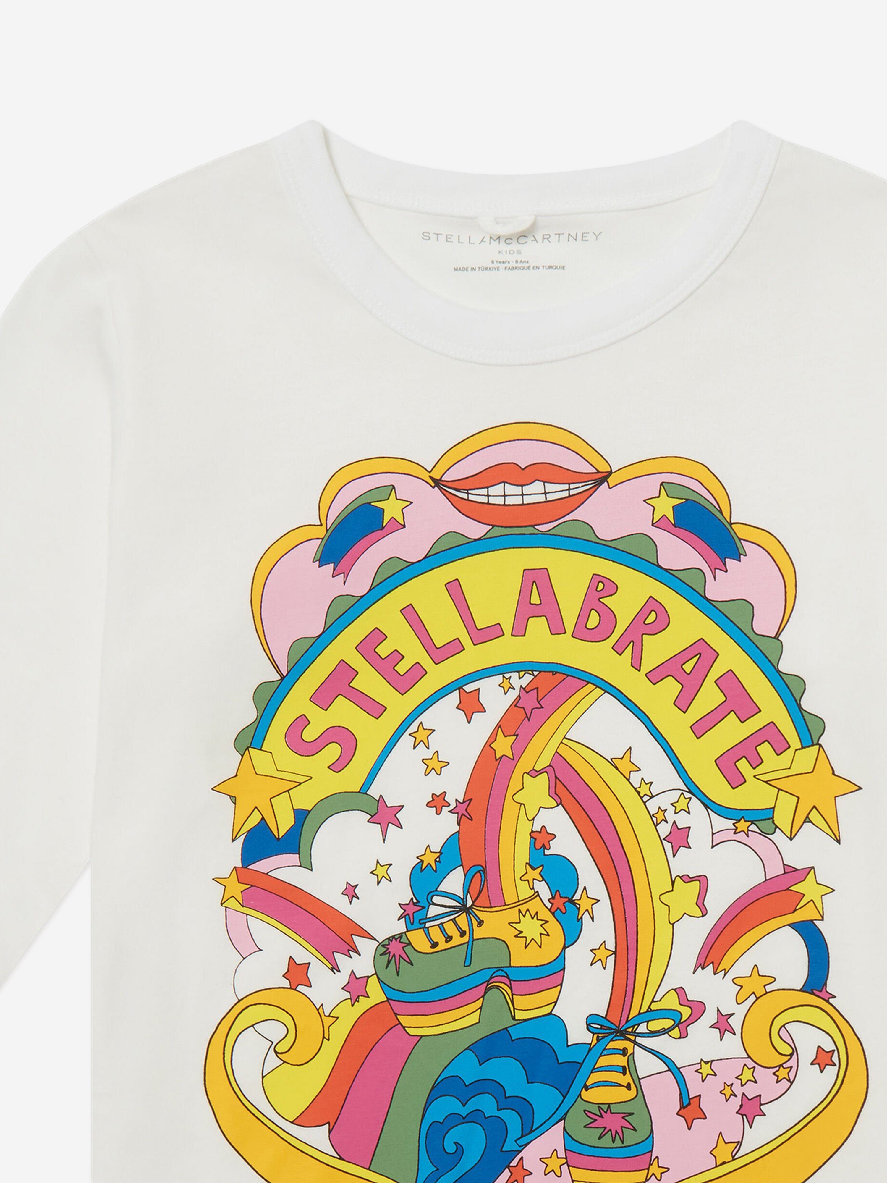 Stella McCartney Girls Long Sleeve Stellabrate T-Shirt in Ivory