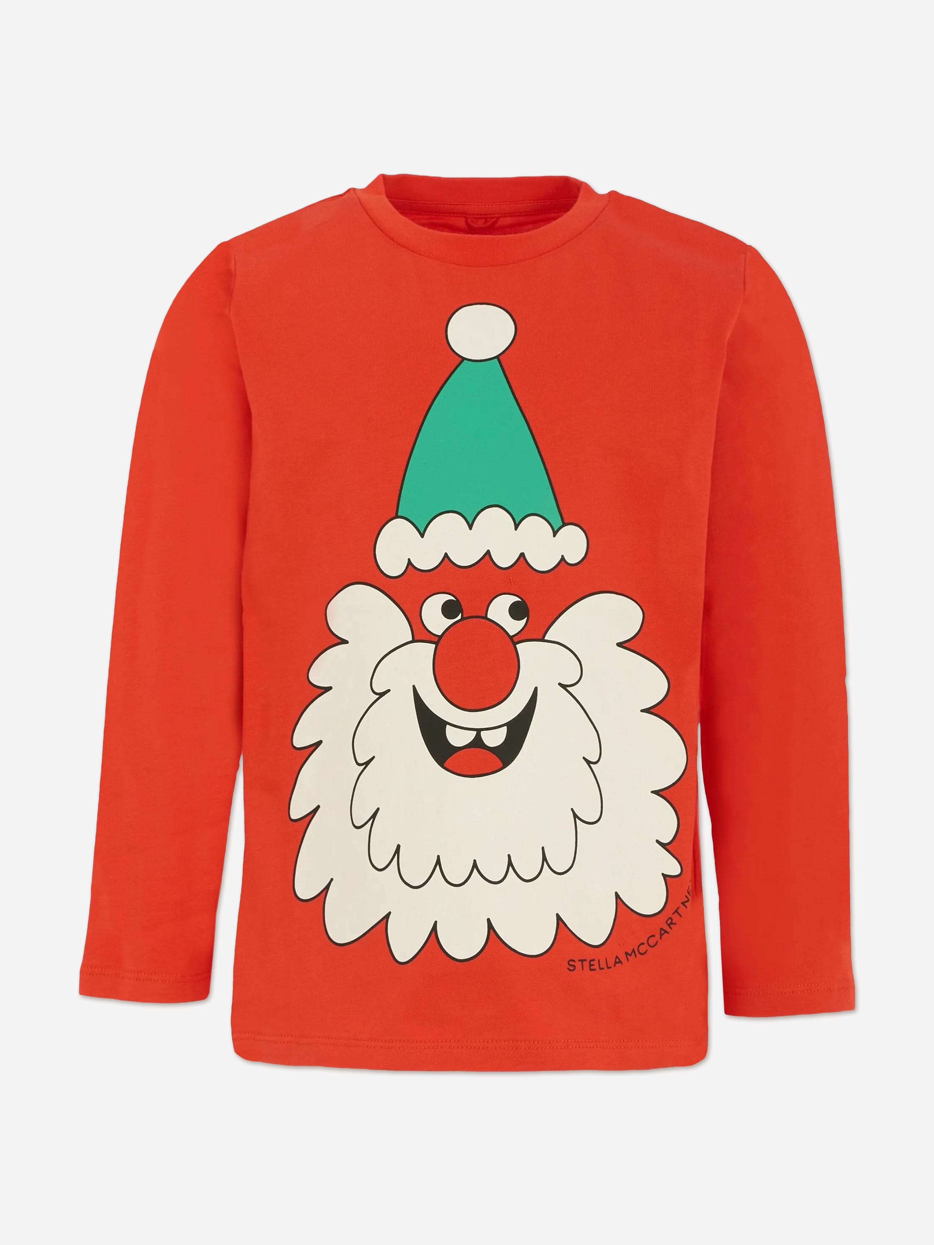 Stella McCartney Kids Long Sleeve Santa T-Shirt in Red