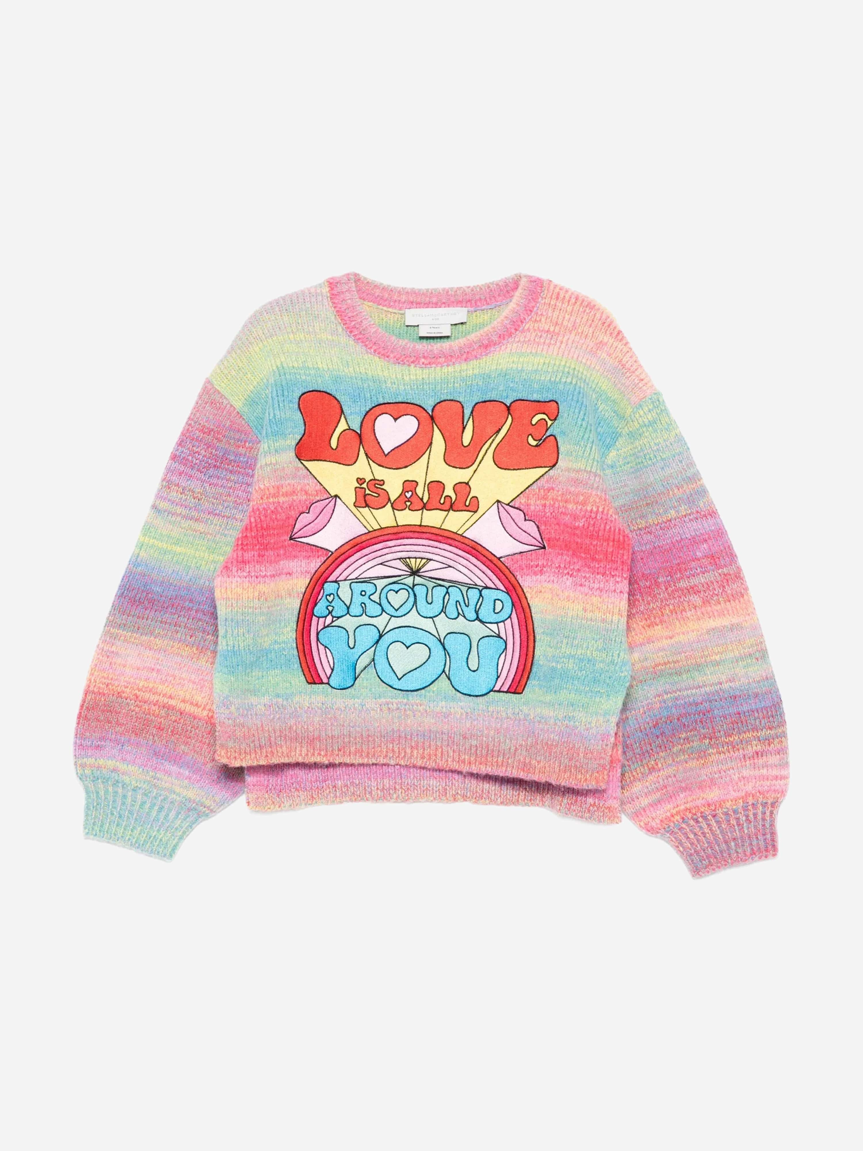 Stella McCartney Girls Striped Love Jumper in Multicolour