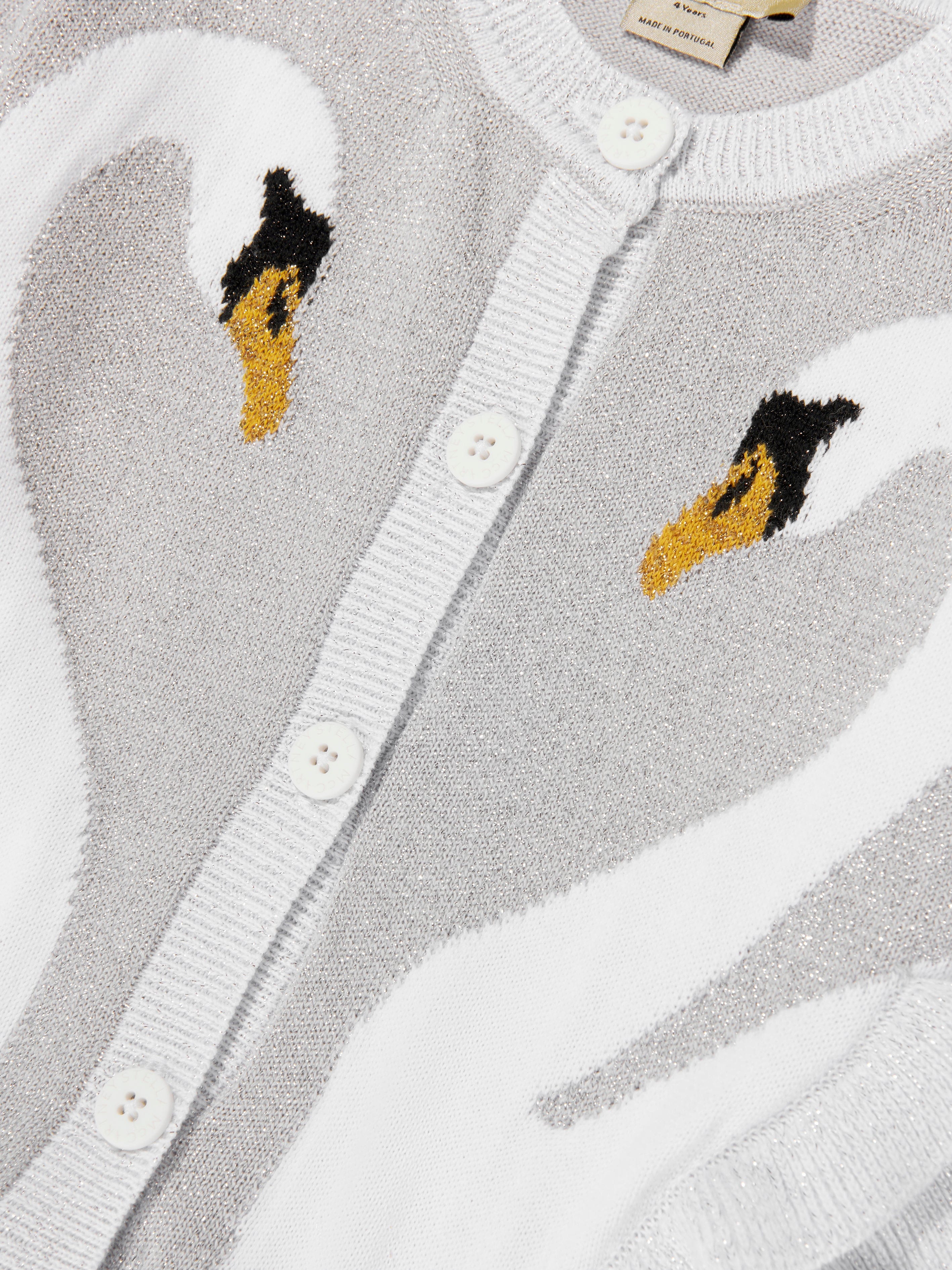 Stella McCartney Girls Swan Cardigan in Silver