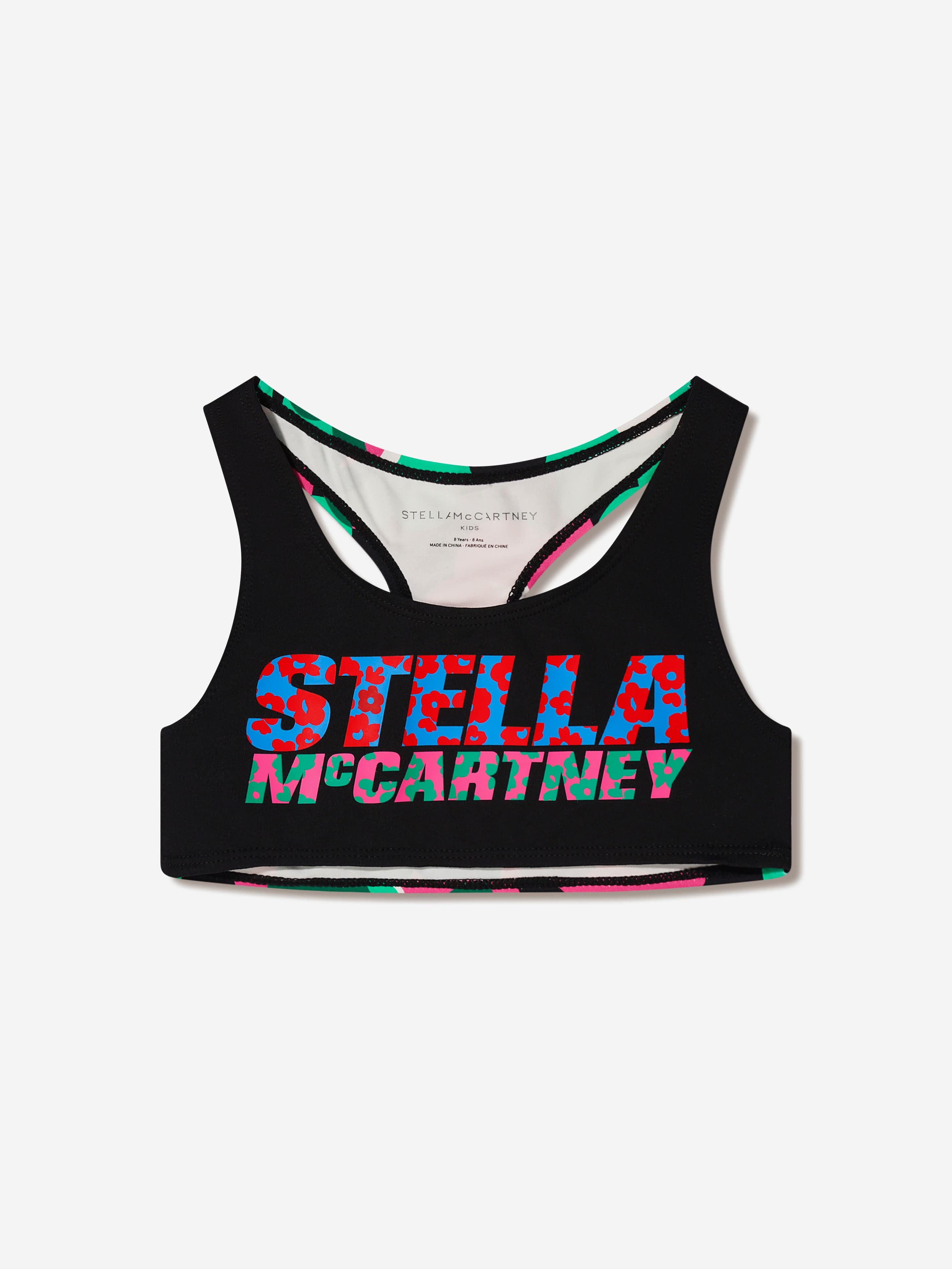 Stella McCartney Girls Cropped Floral Logo Sports Top