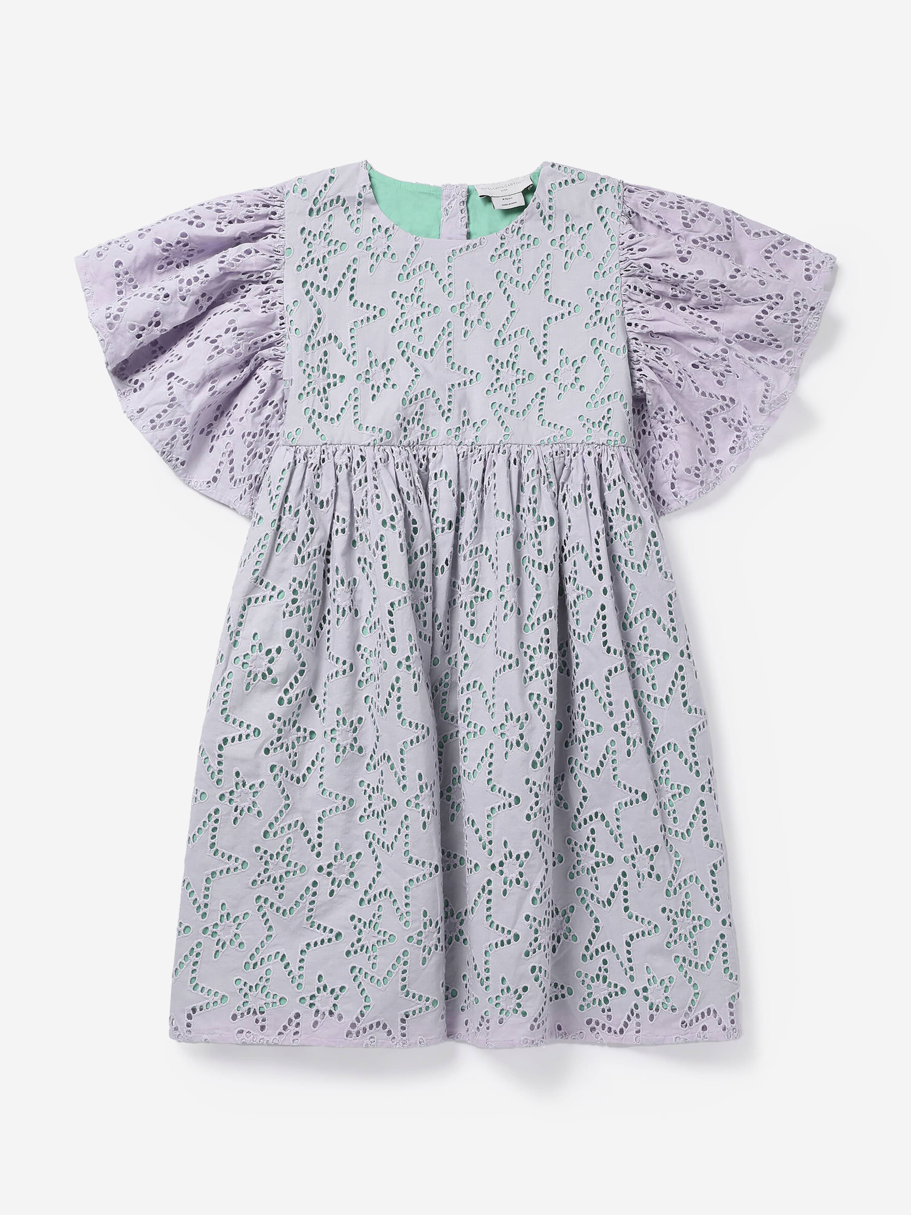 Stella McCartney Girls Embroidered Star Dress in Purple