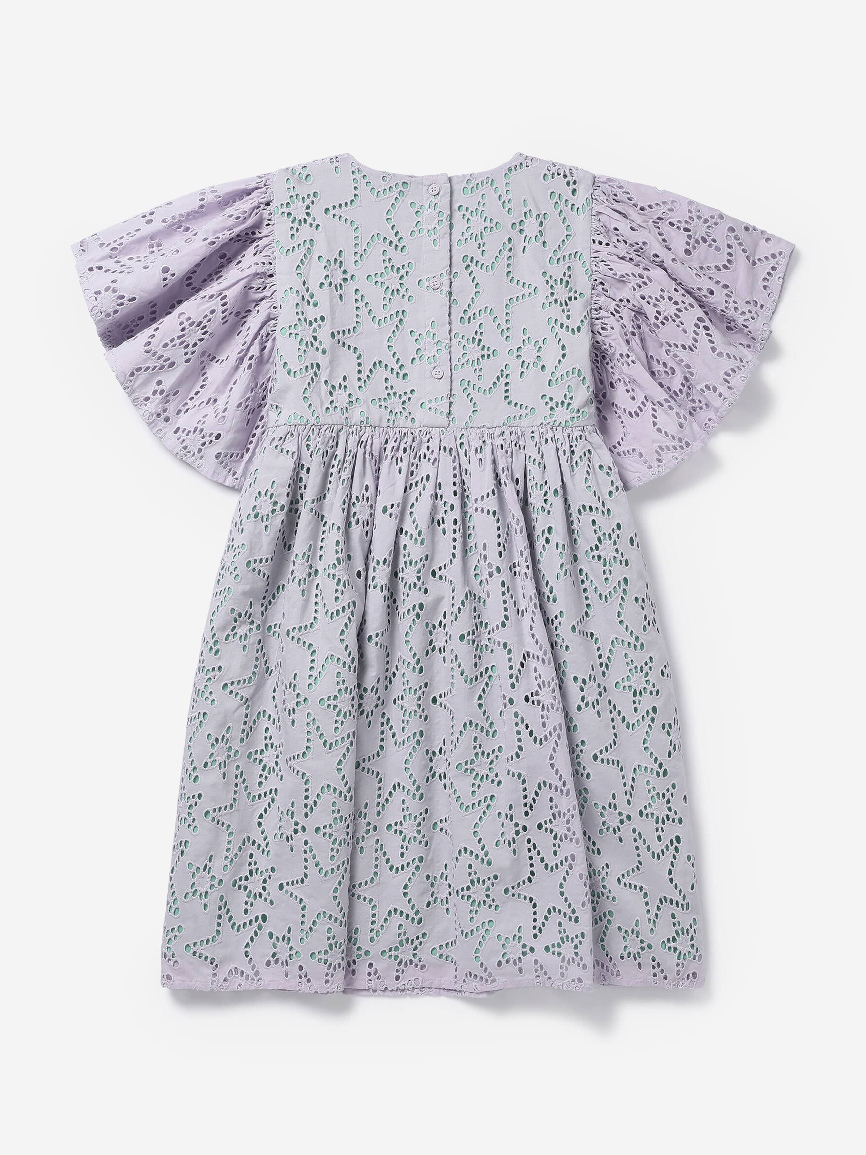 Stella McCartney Girls Embroidered Star Dress in Purple