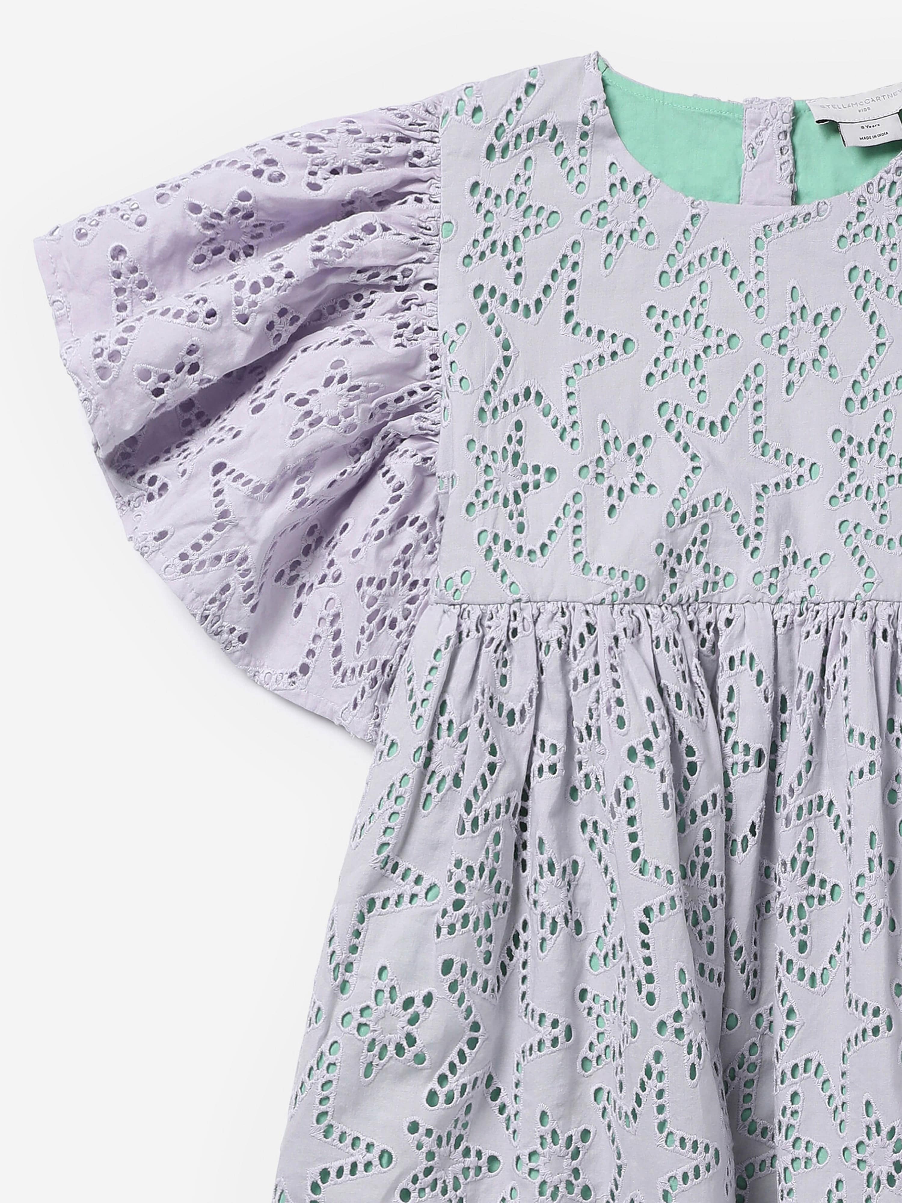 Stella McCartney Girls Embroidered Star Dress in Purple