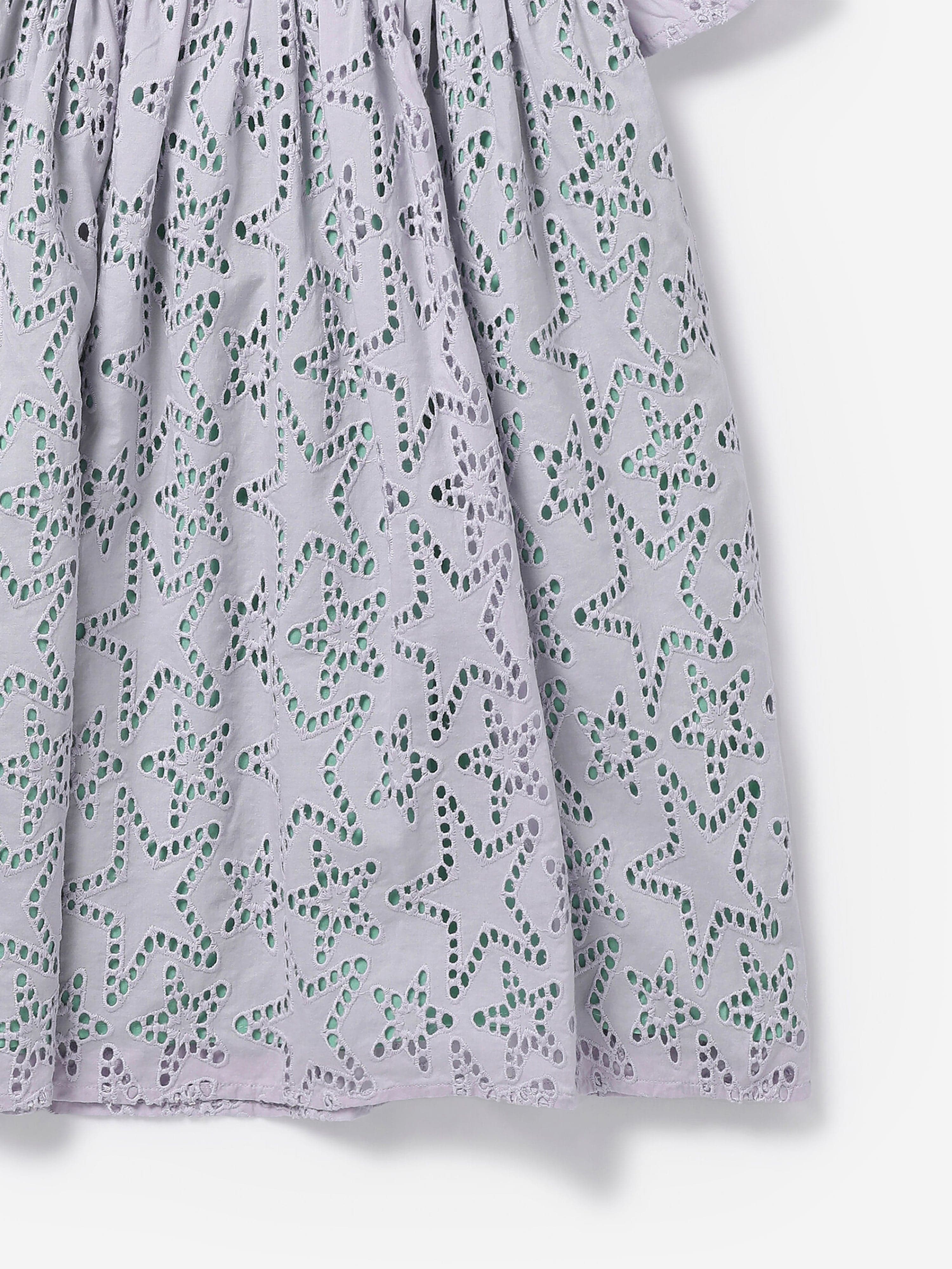 Stella McCartney Girls Embroidered Star Dress in Purple