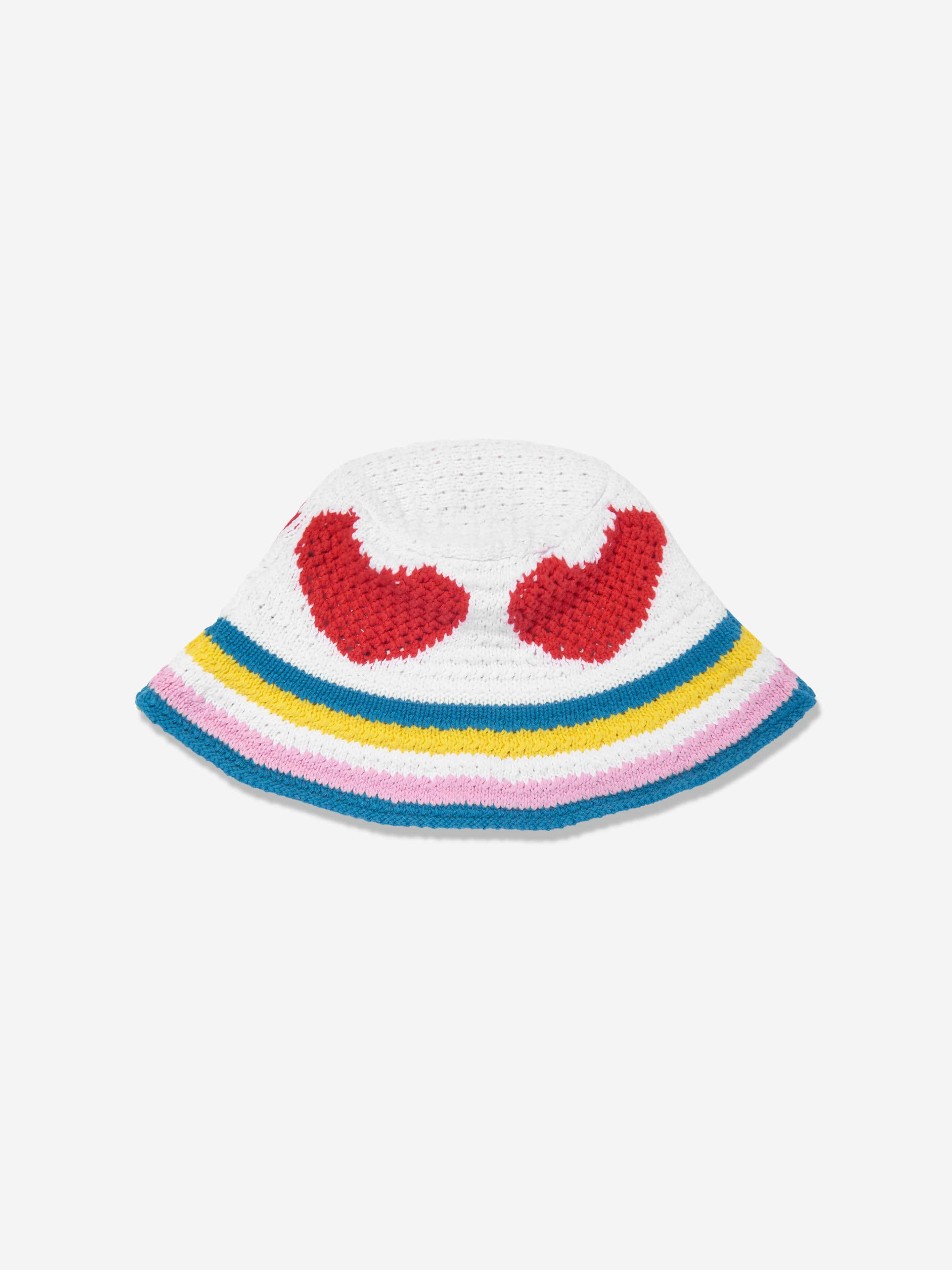 Stella McCartney Girls Crochet Heart Sun Hat in Ivory