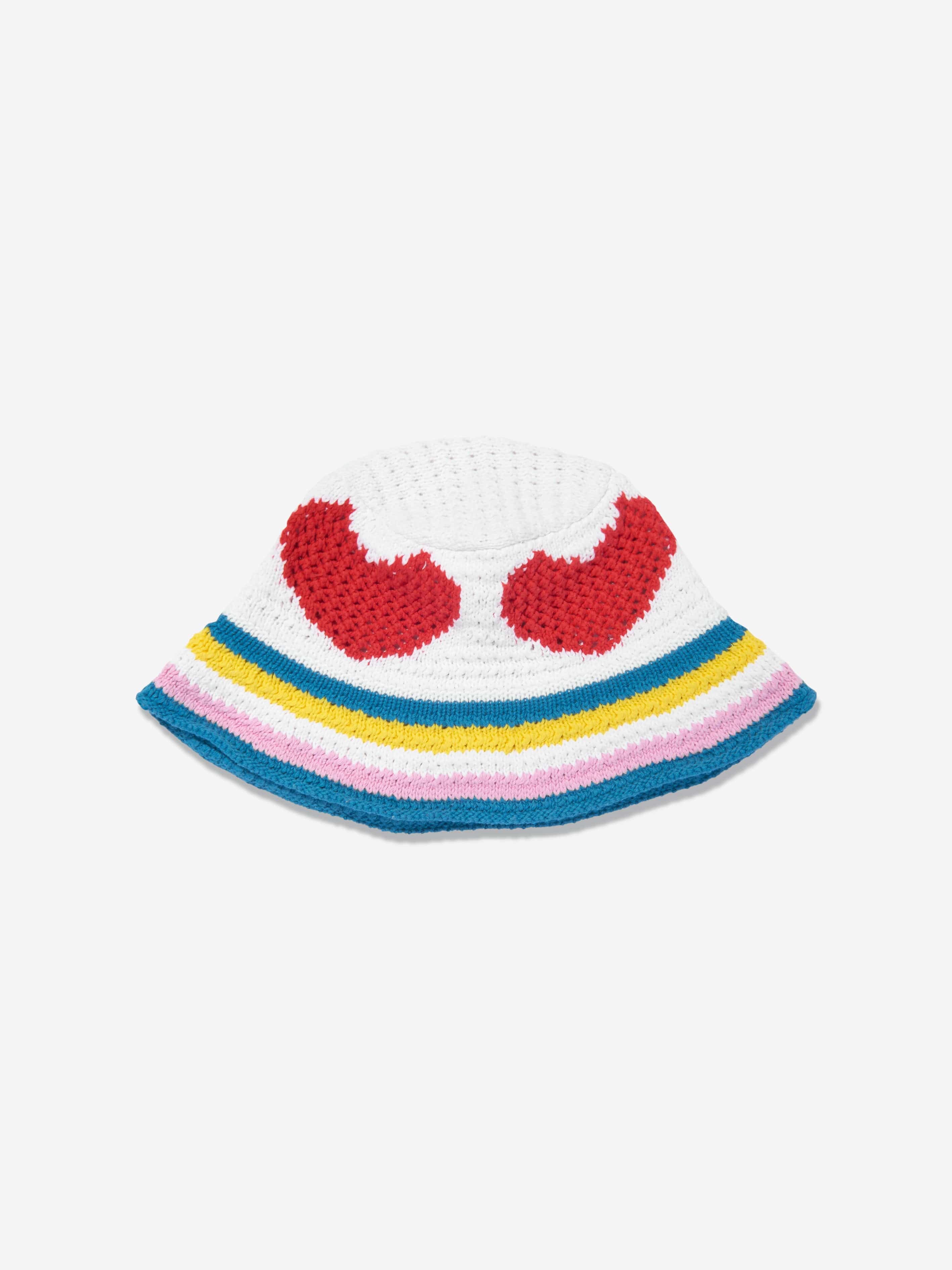 Stella McCartney Girls Crochet Heart Sun Hat in Ivory