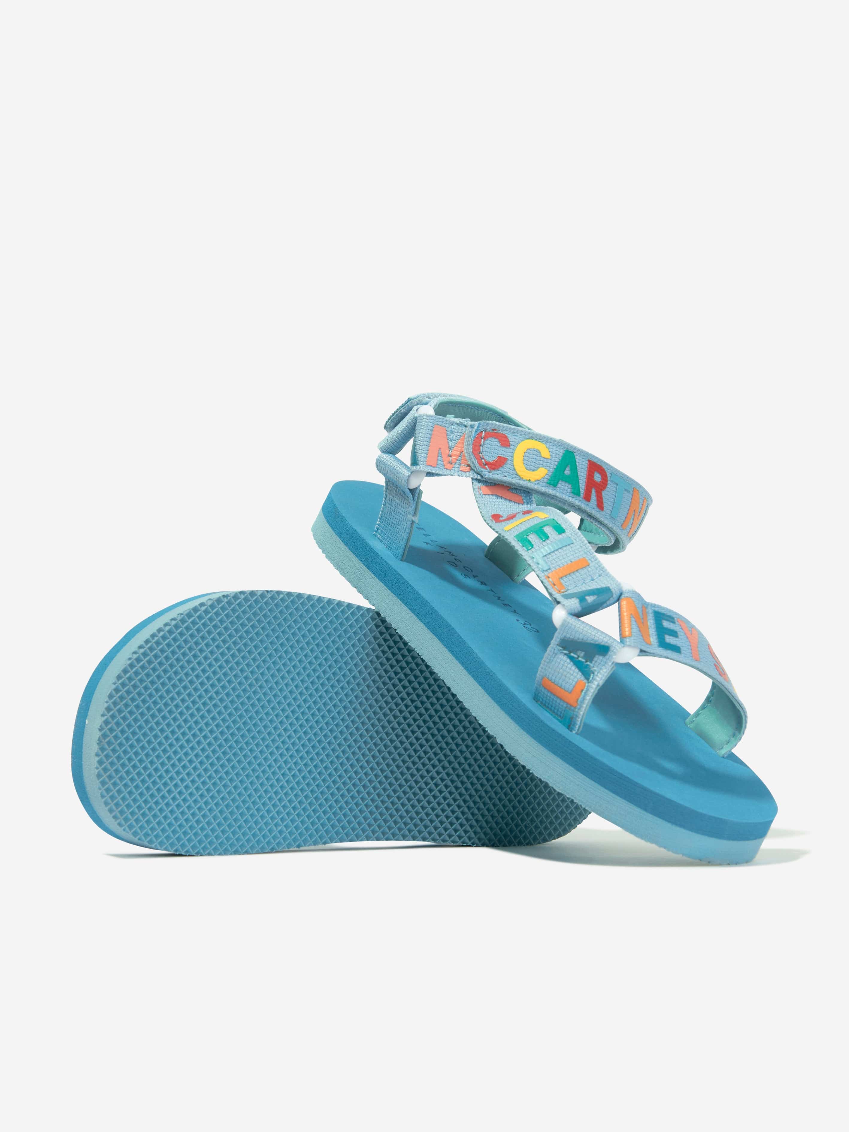 Stella McCartney Boys Logo Strap Sandals in Blue