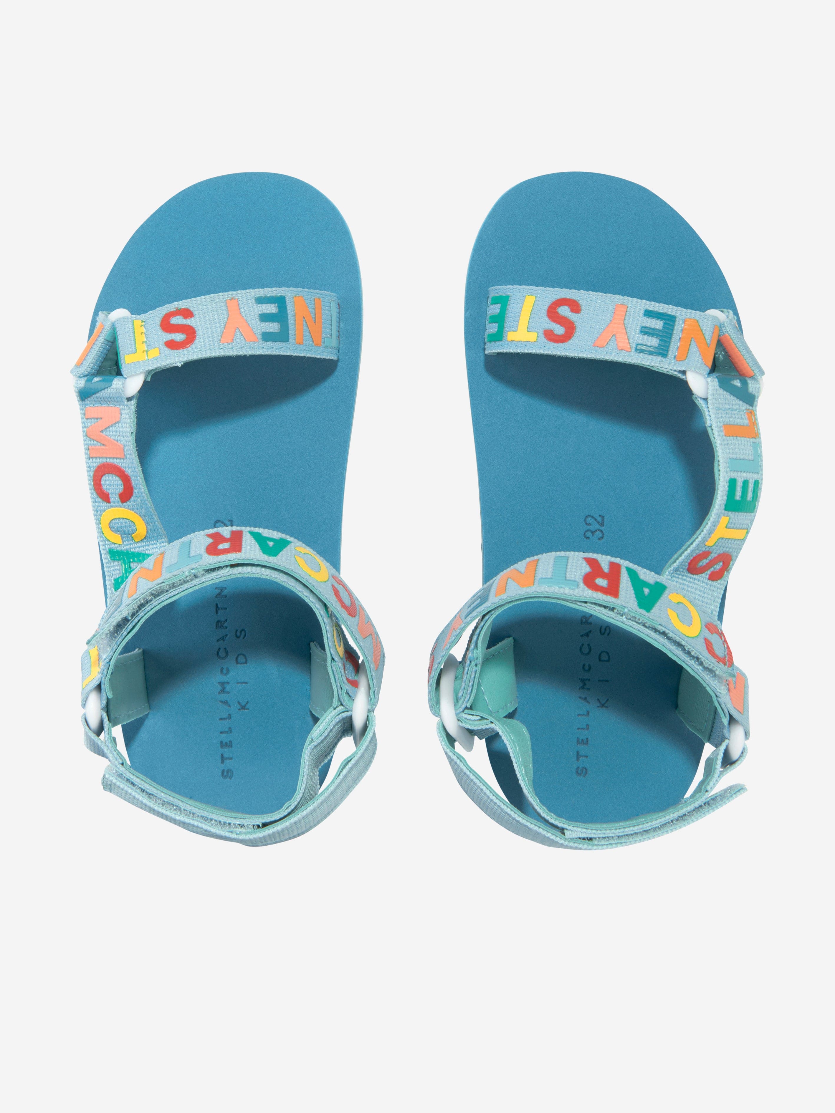 Stella McCartney Boys Logo Strap Sandals in Blue