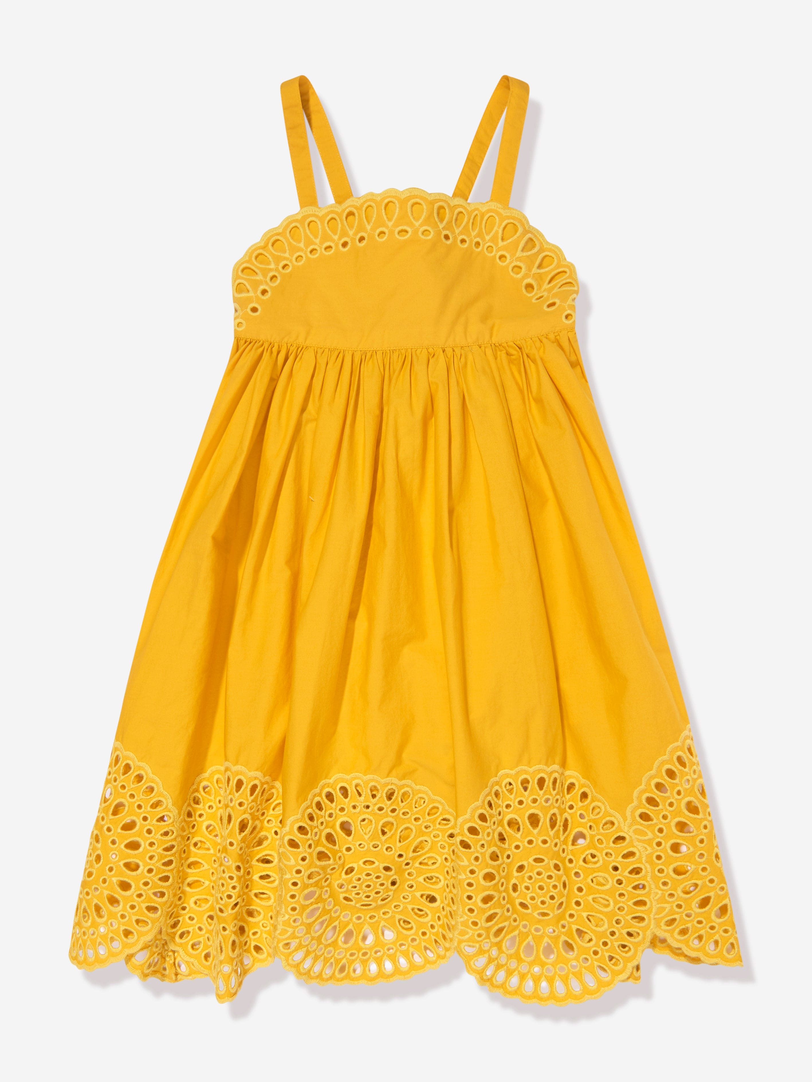 Stella McCartney Girls Crocheted Dress in Yellow